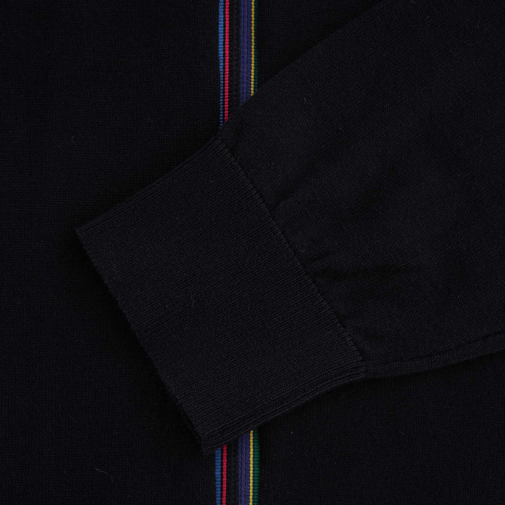 Sports Stripe' Zip Cardigan - Black