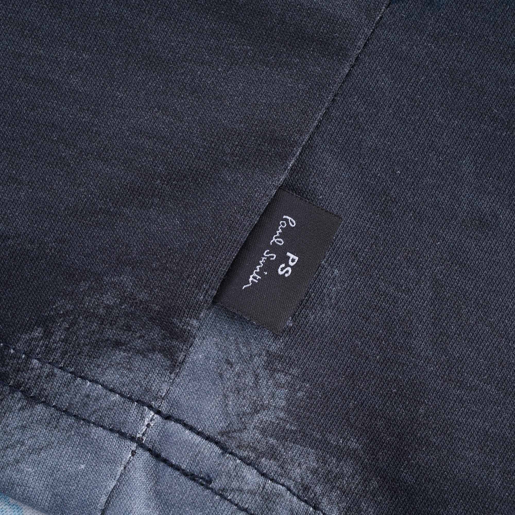 Brush Stroke' Print Cotton T-Shirt - Blue