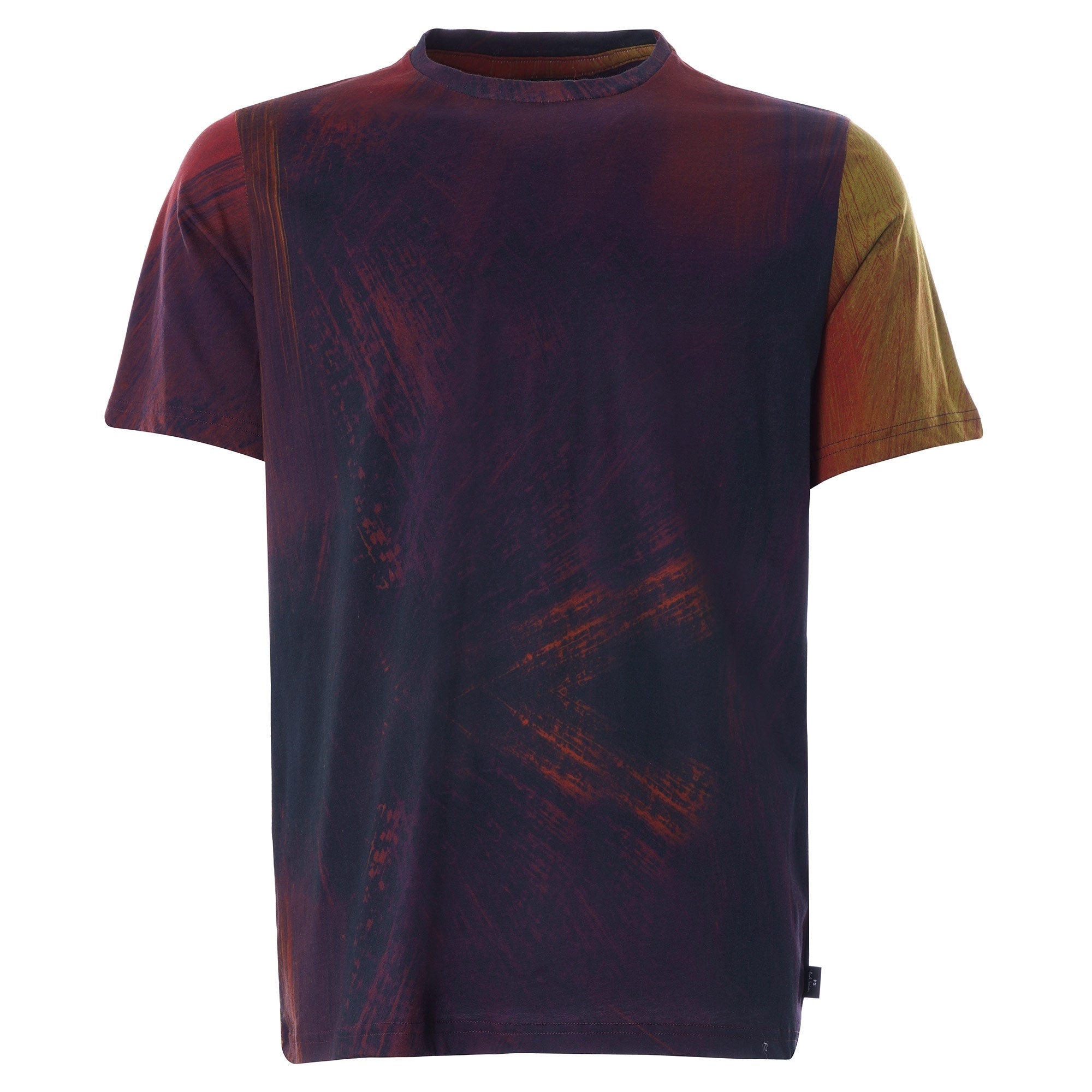 Brush Stroke' Print Cotton T-Shirt - Red