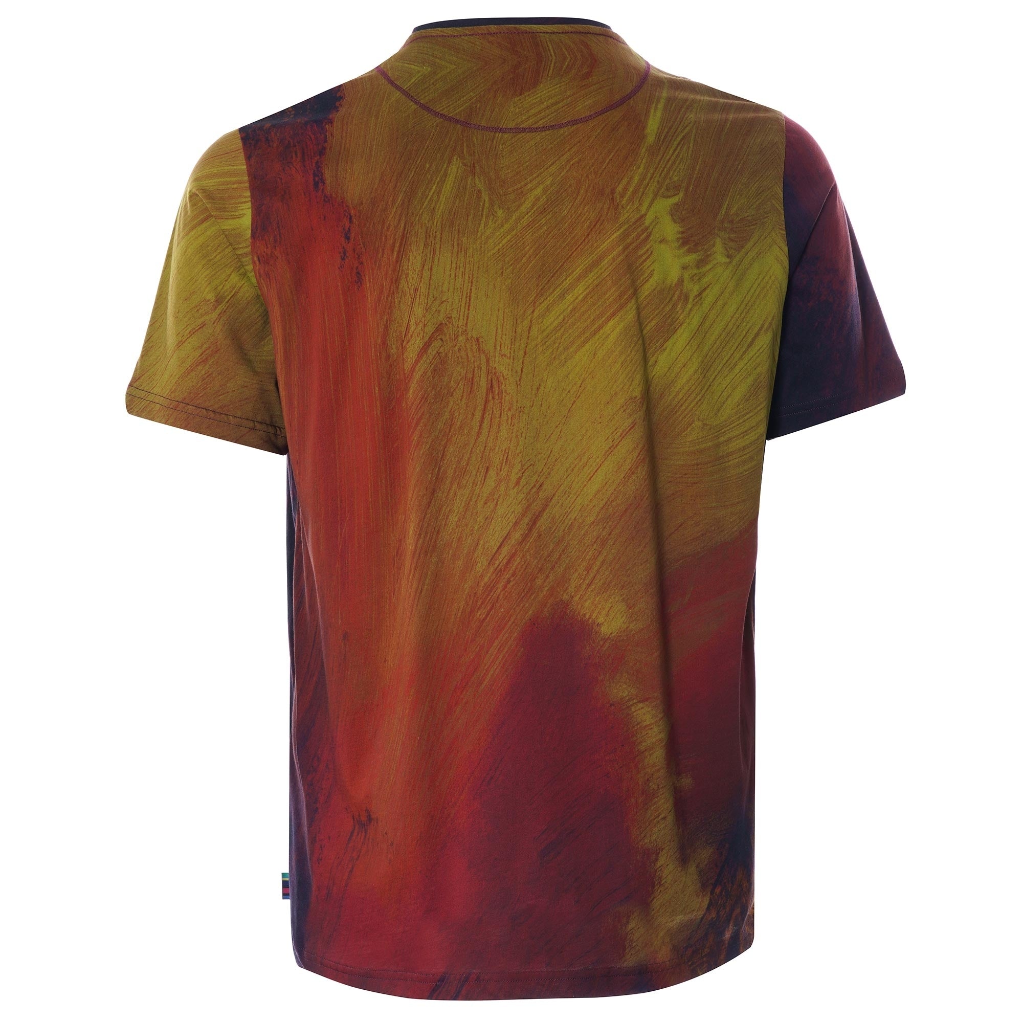 Brush Stroke' Print Cotton T-Shirt - Red