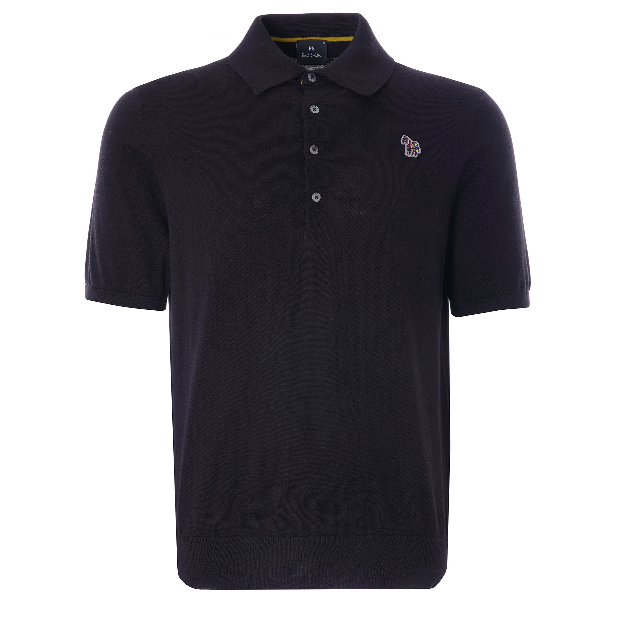 Zebra Logo Knitted Polo Shirt - Black