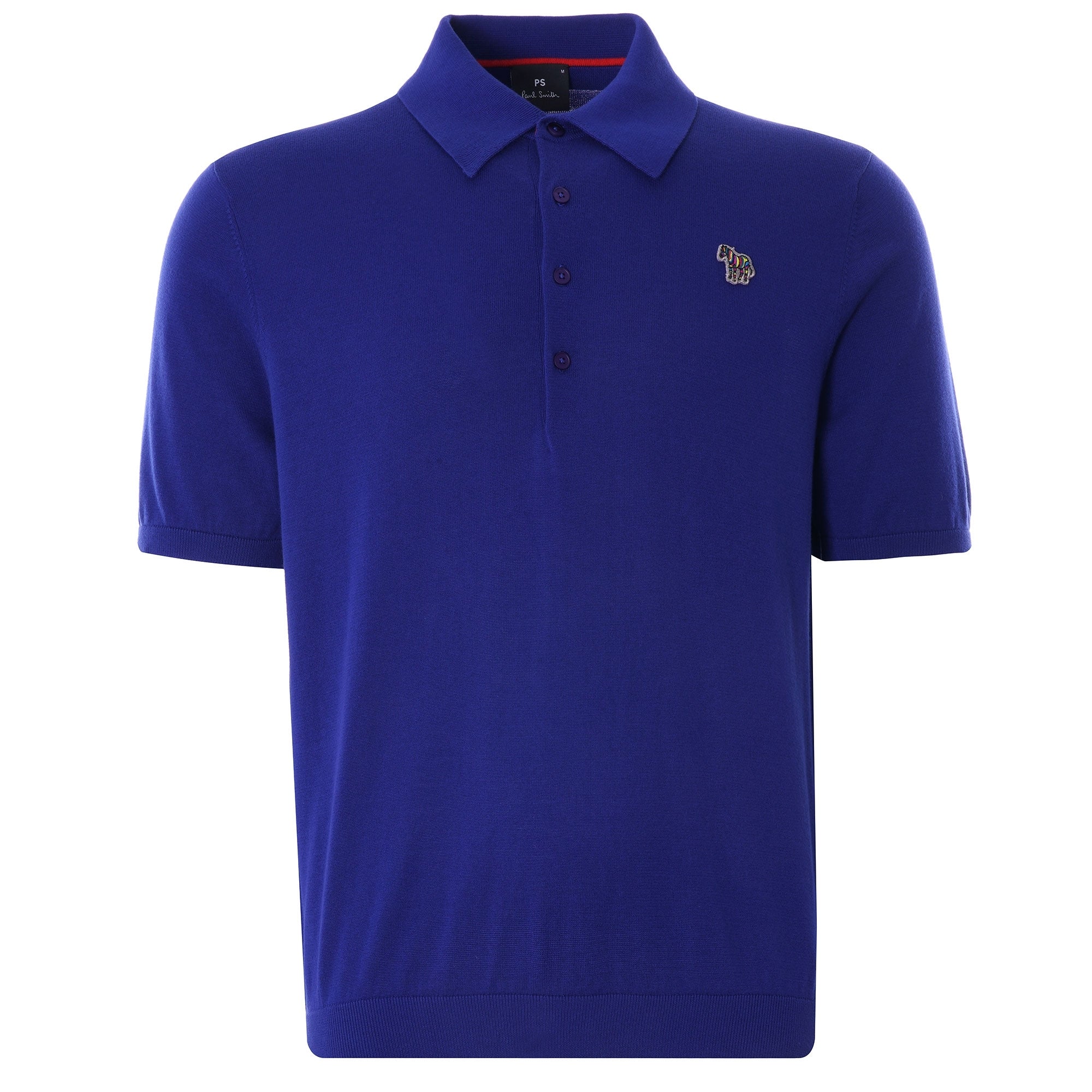 Zebra Logo Knitted Polo Shirt - Indigo