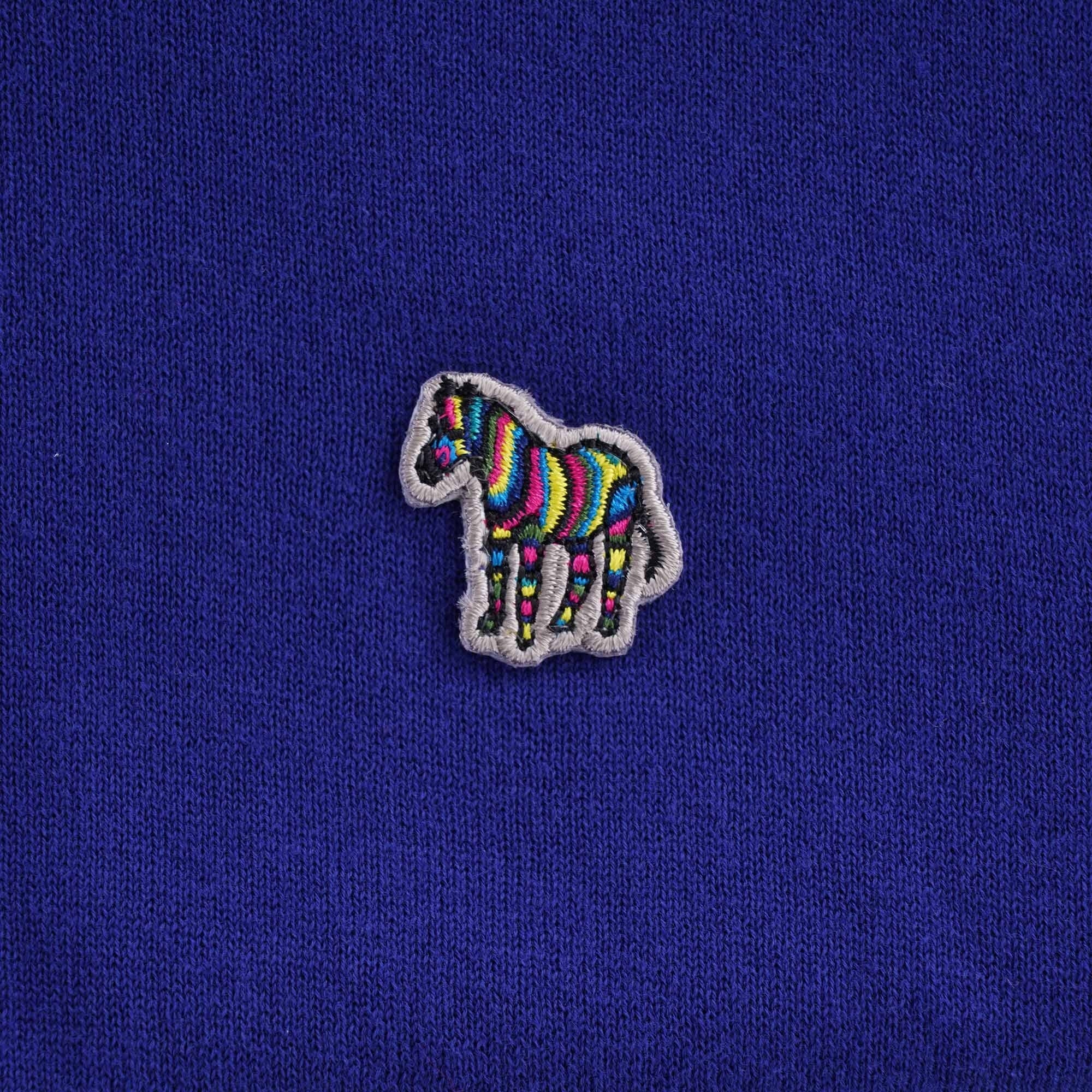 Zebra Logo Knitted Polo Shirt - Indigo
