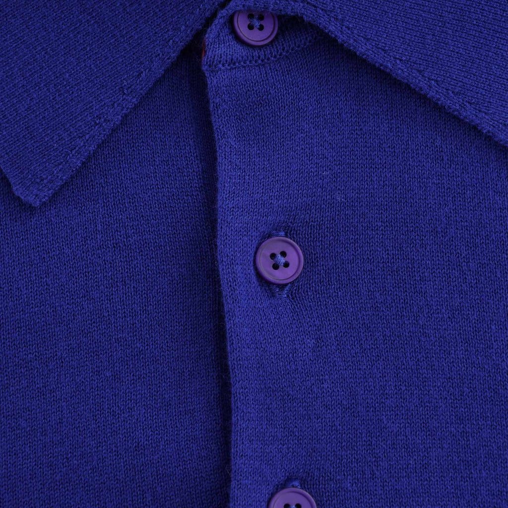 Zebra Logo Knitted Polo Shirt - Indigo