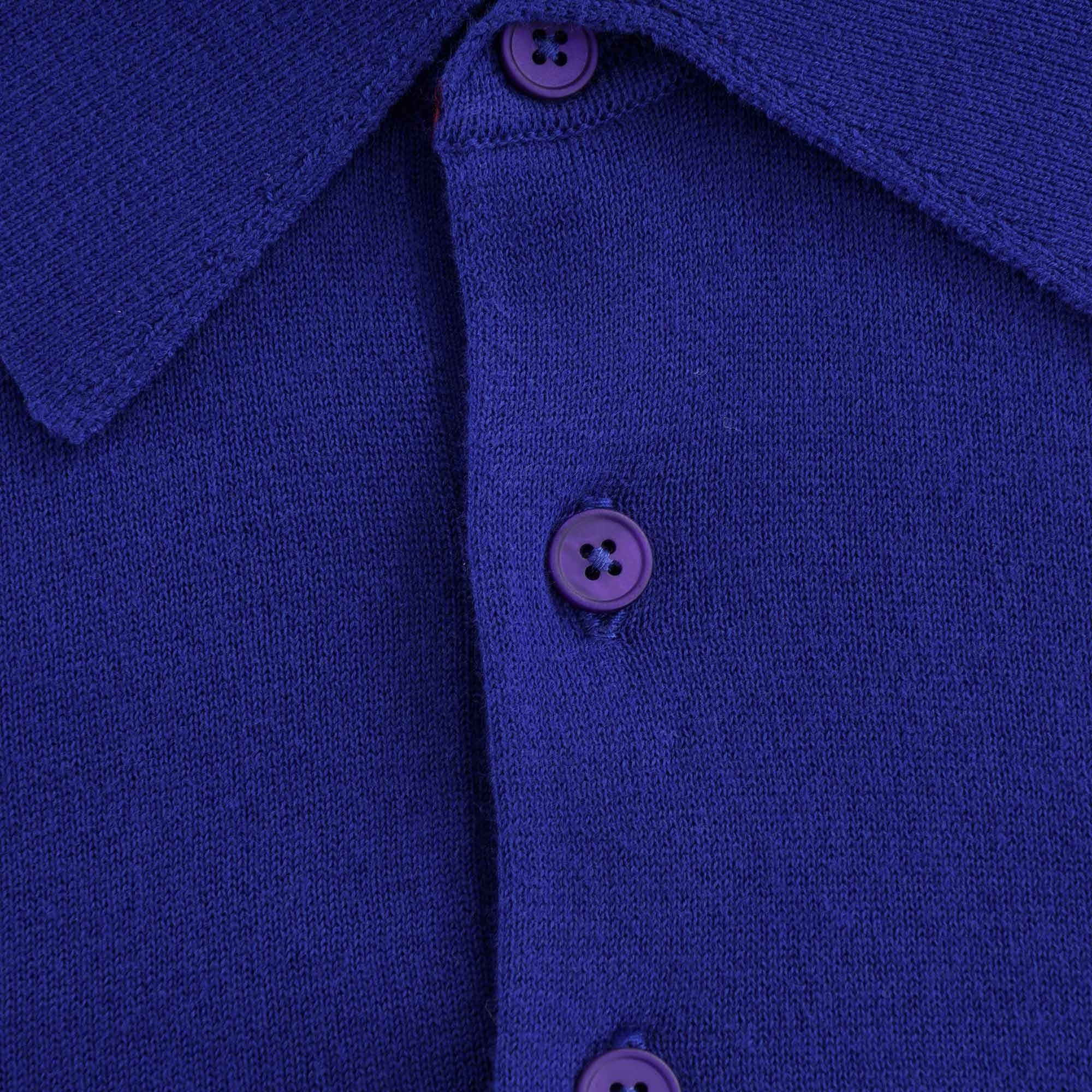 Zebra Logo Knitted Polo Shirt - Indigo