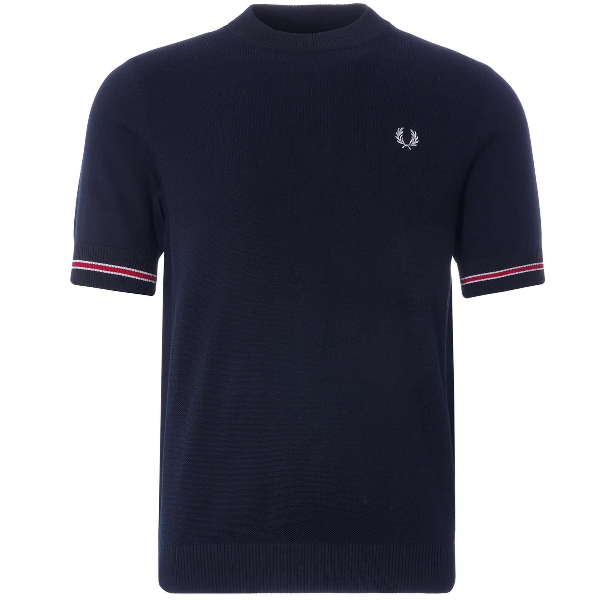 Tipped Cuff Knitted T-Shirt - Navy