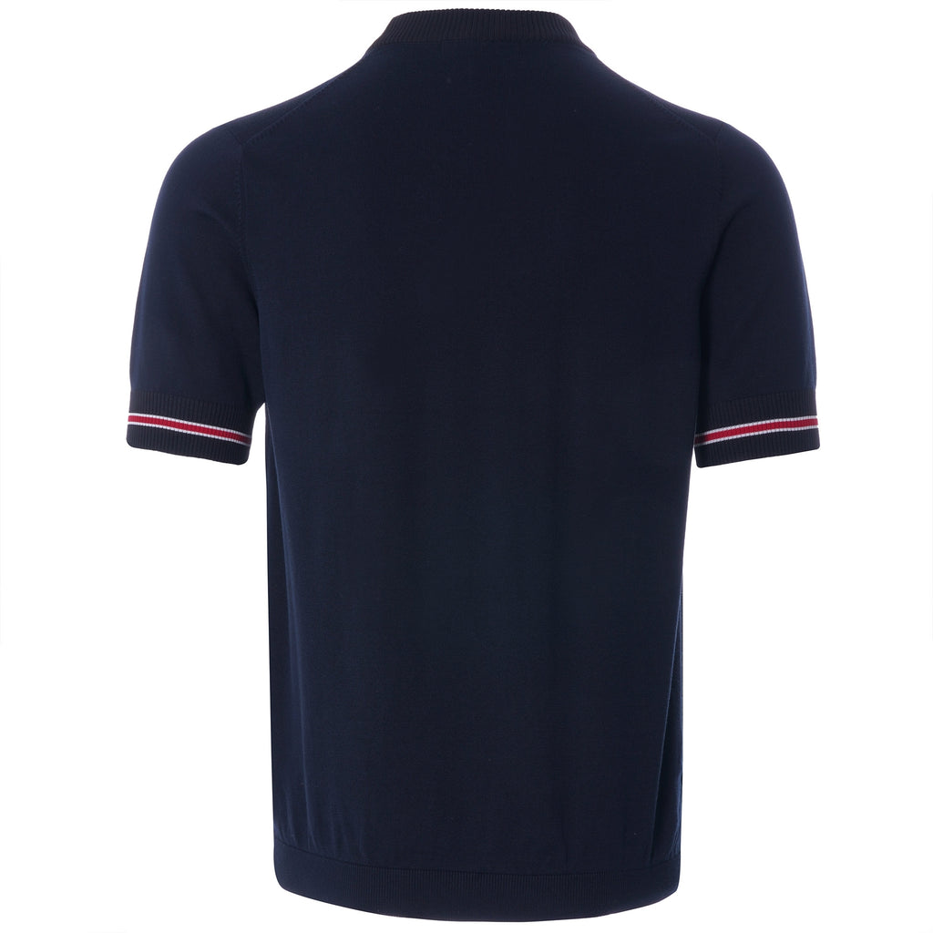 Tipped Cuff Knitted T-Shirt - Navy