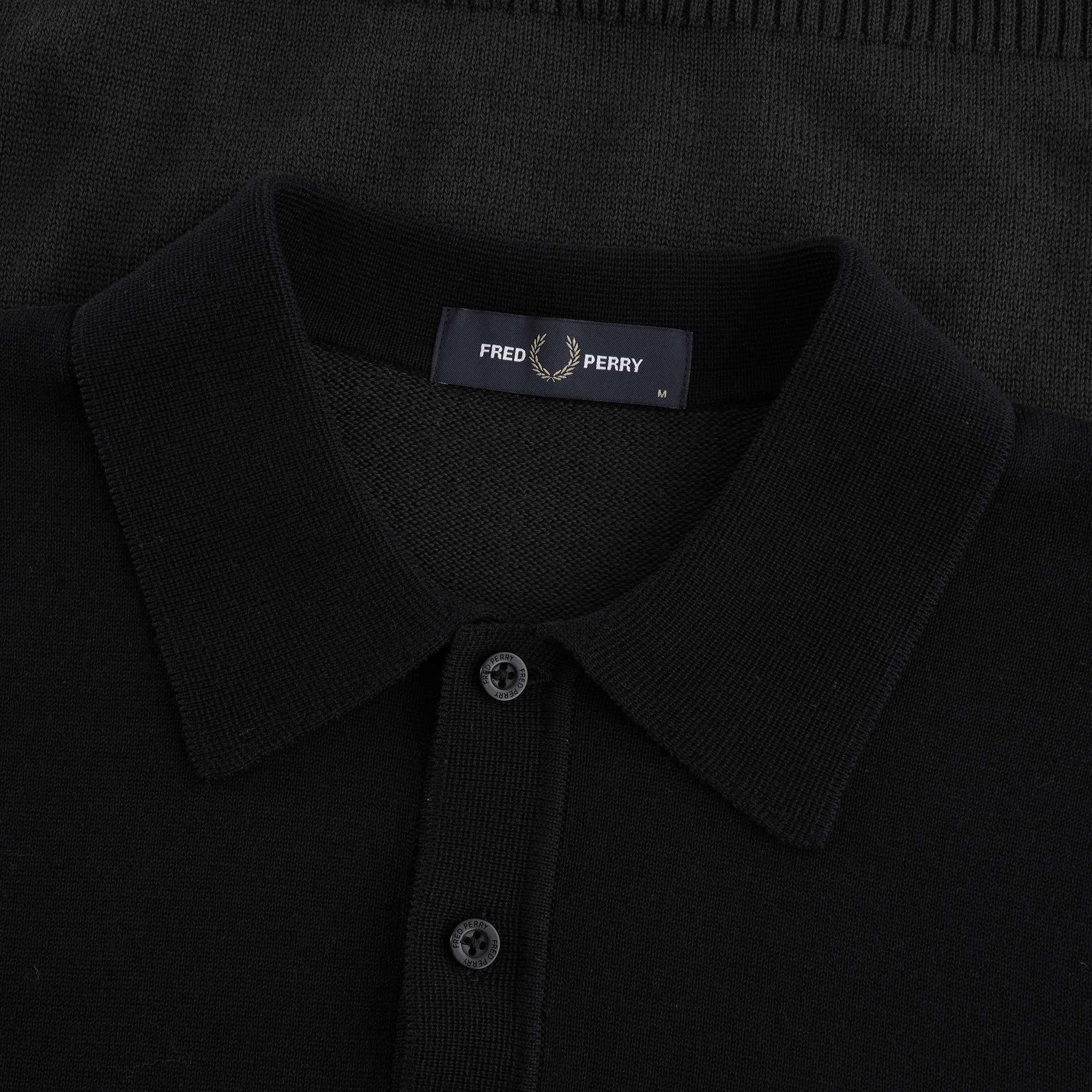 Contrast Panel Knitted Shirt - Black