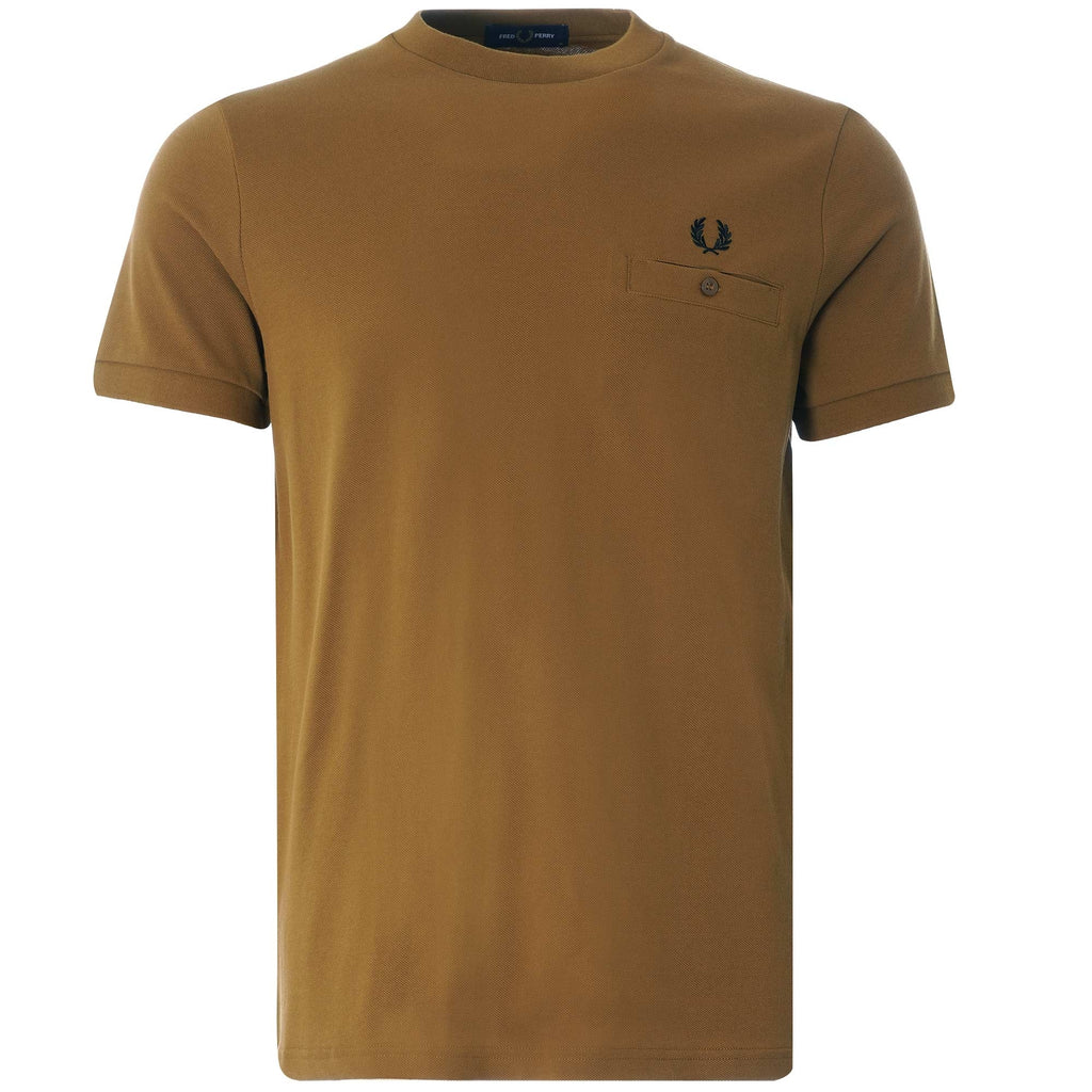 Pocket Detail Pique T Shirt - Dark Caramel