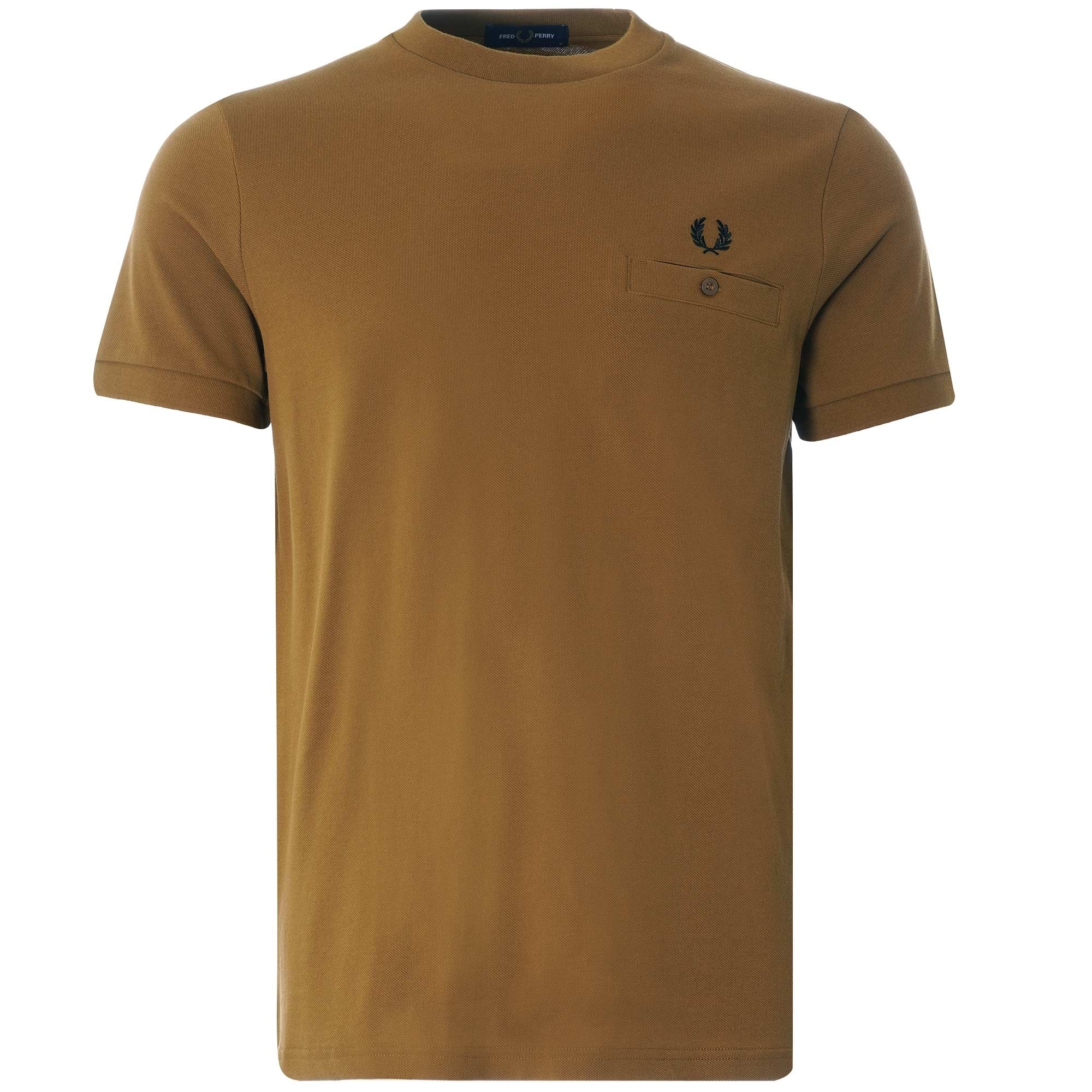 Pocket Detail Pique T Shirt - Dark Caramel
