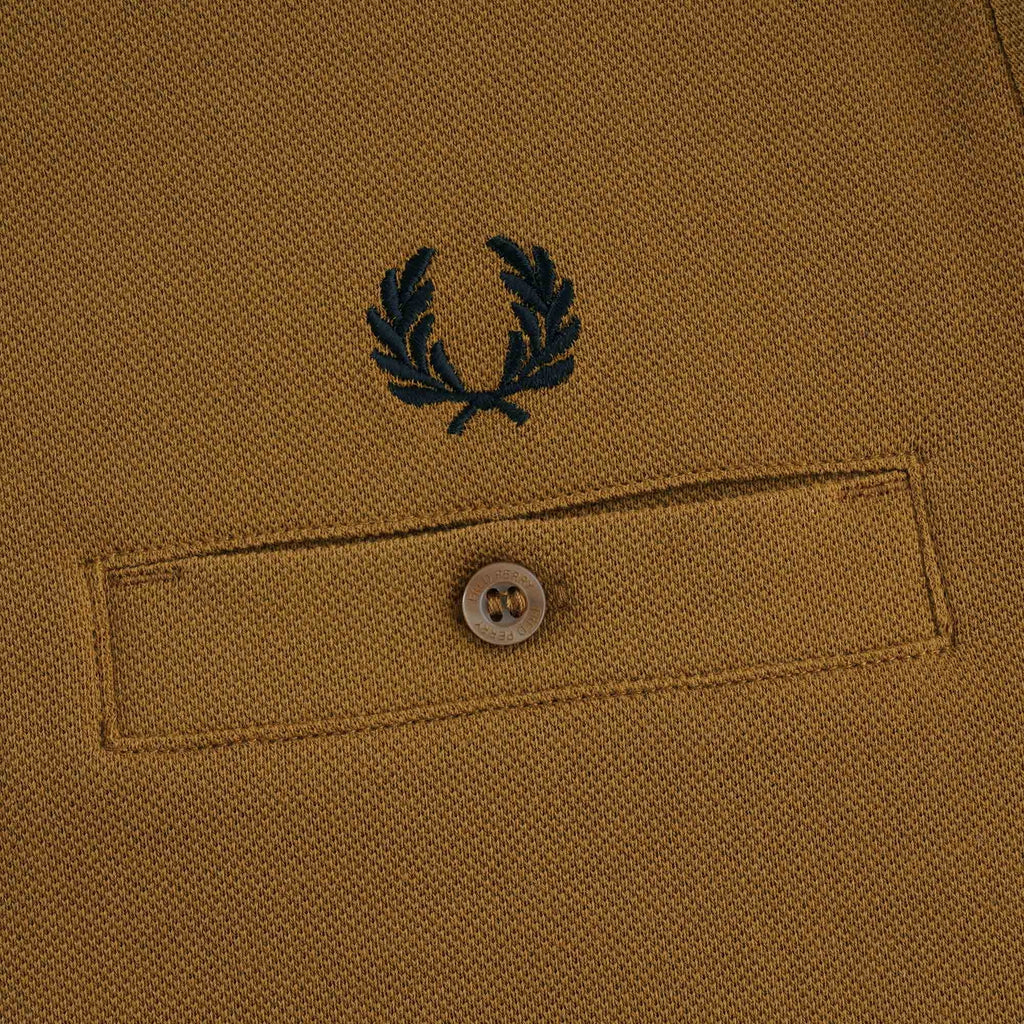 Pocket Detail Pique T Shirt - Dark Caramel