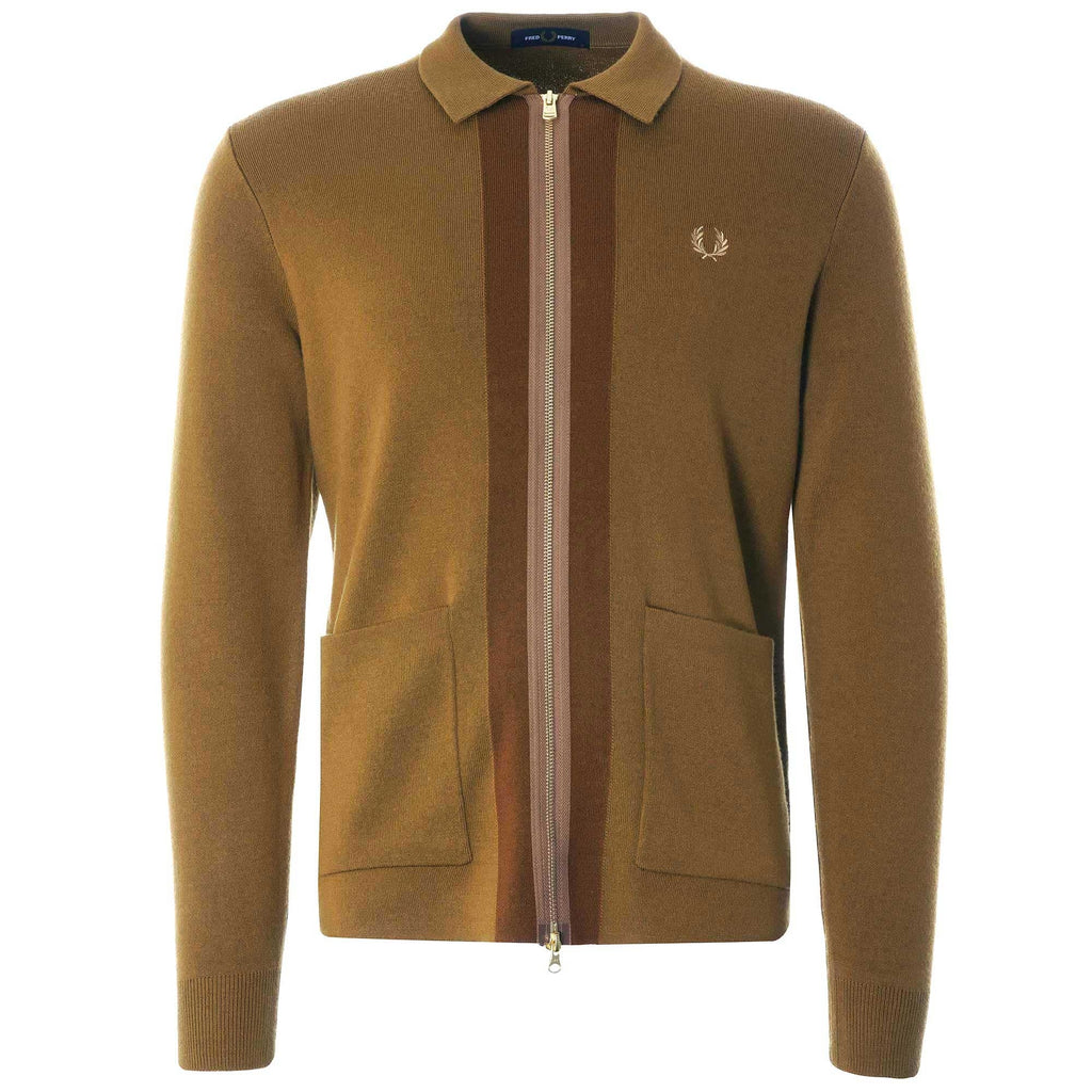 Zip Through Cardigan - Dark Caramel