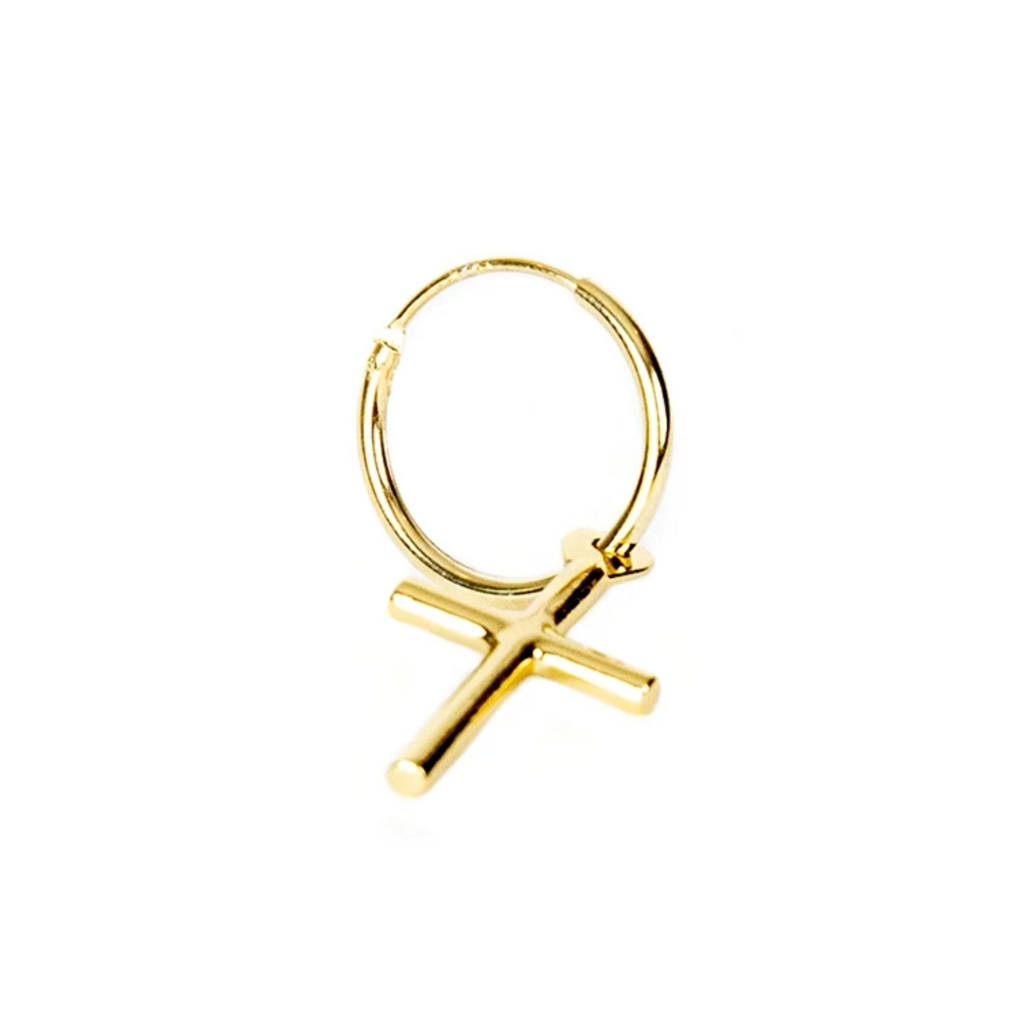 Gold Plated Silver Cross Earring - Gold