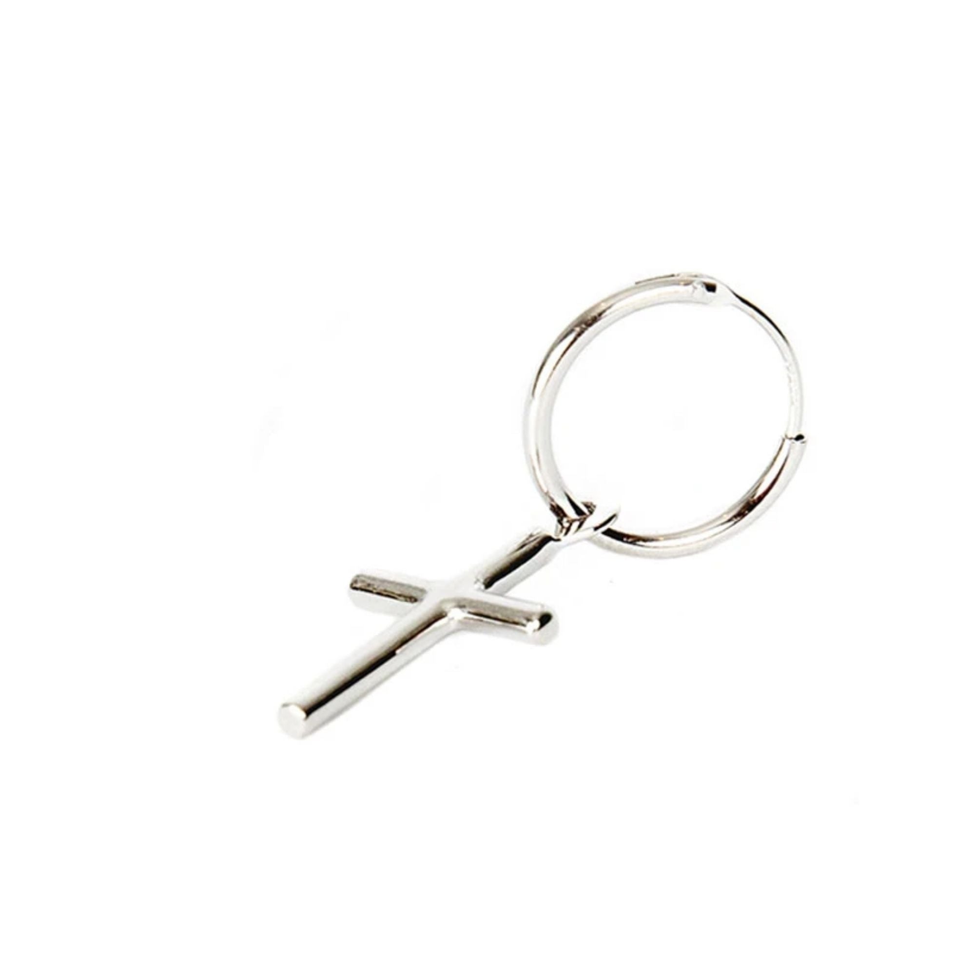 Silver Cross Earring - Silver