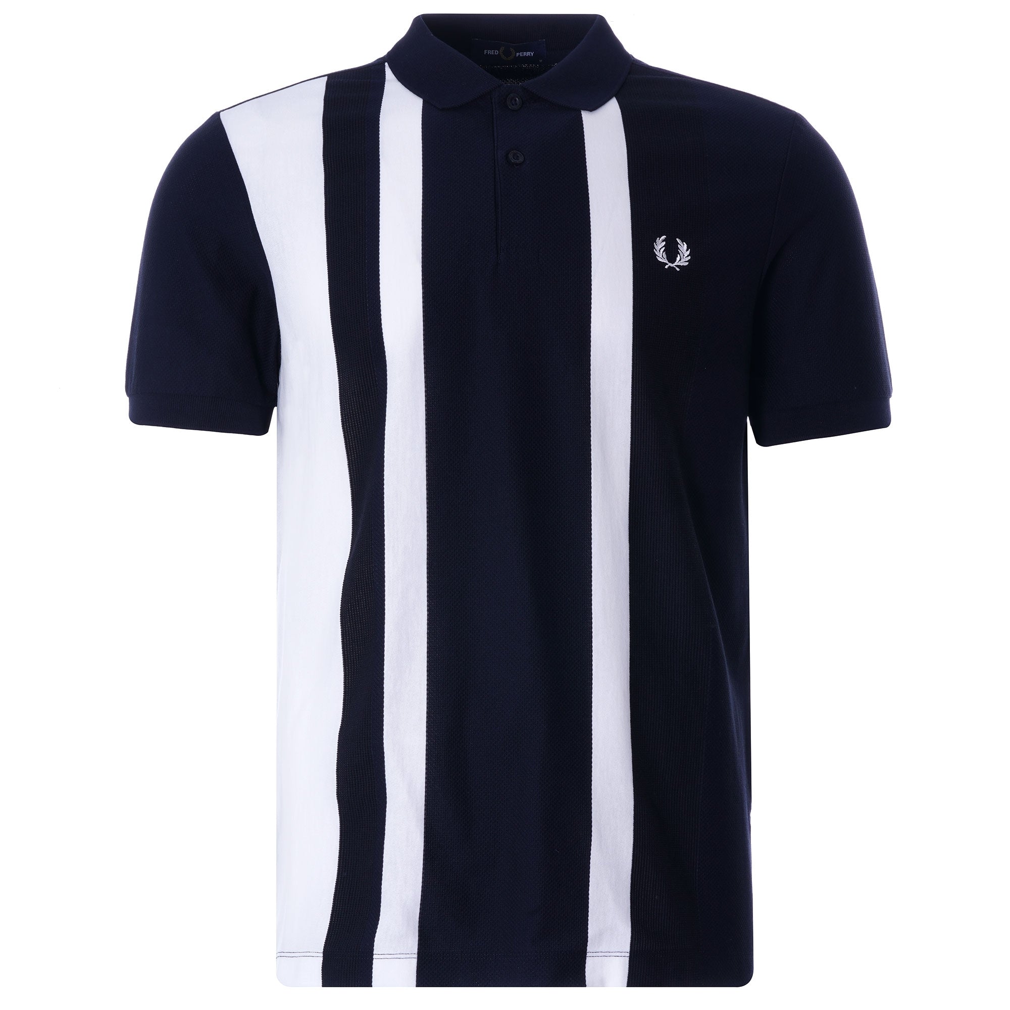 Striped Piqu Polo Shirt - Navy