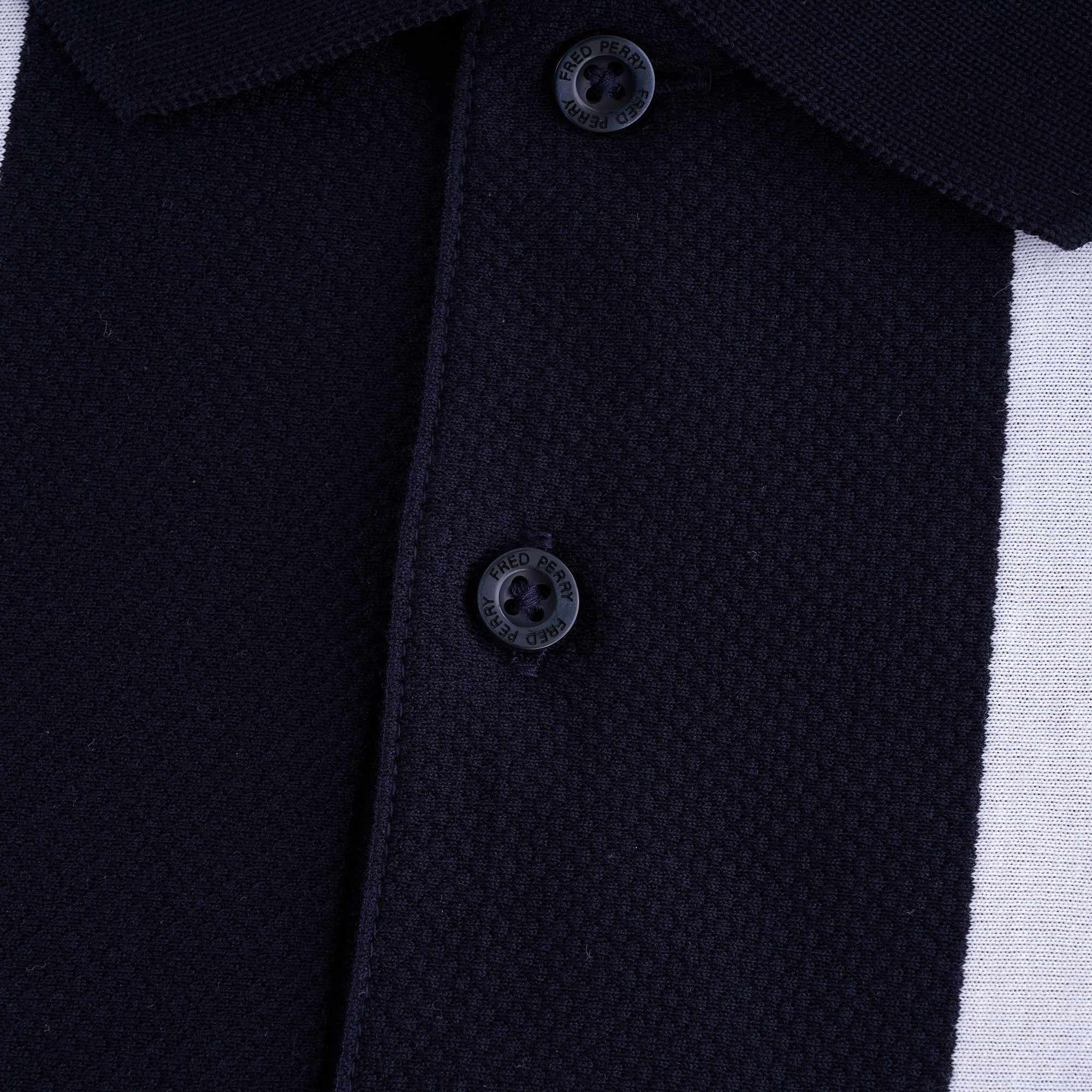 Striped Piqu Polo Shirt - Navy