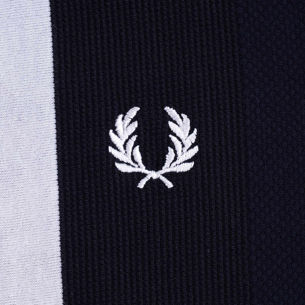 Striped Piqu Polo Shirt - Navy