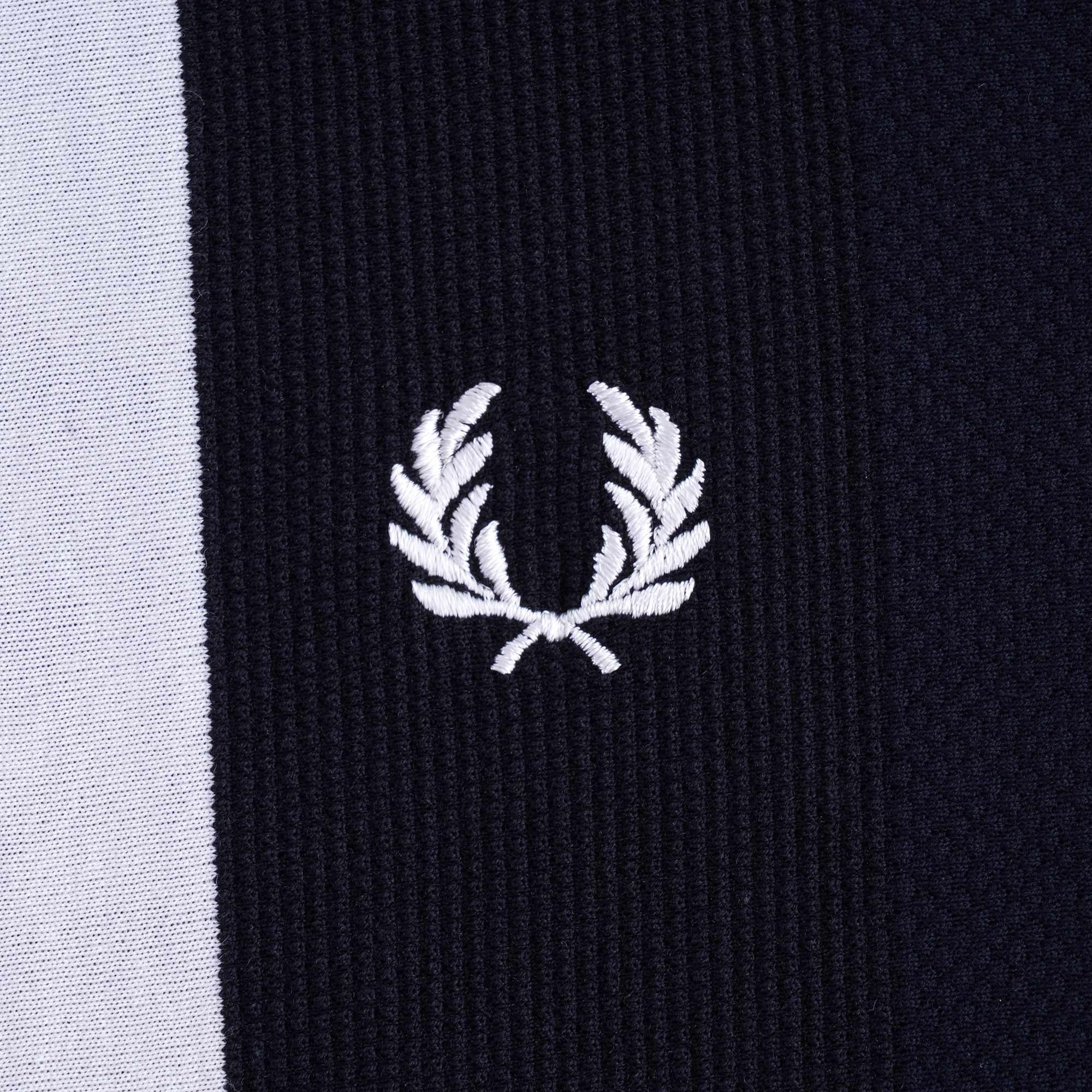 Striped Piqu Polo Shirt - Navy