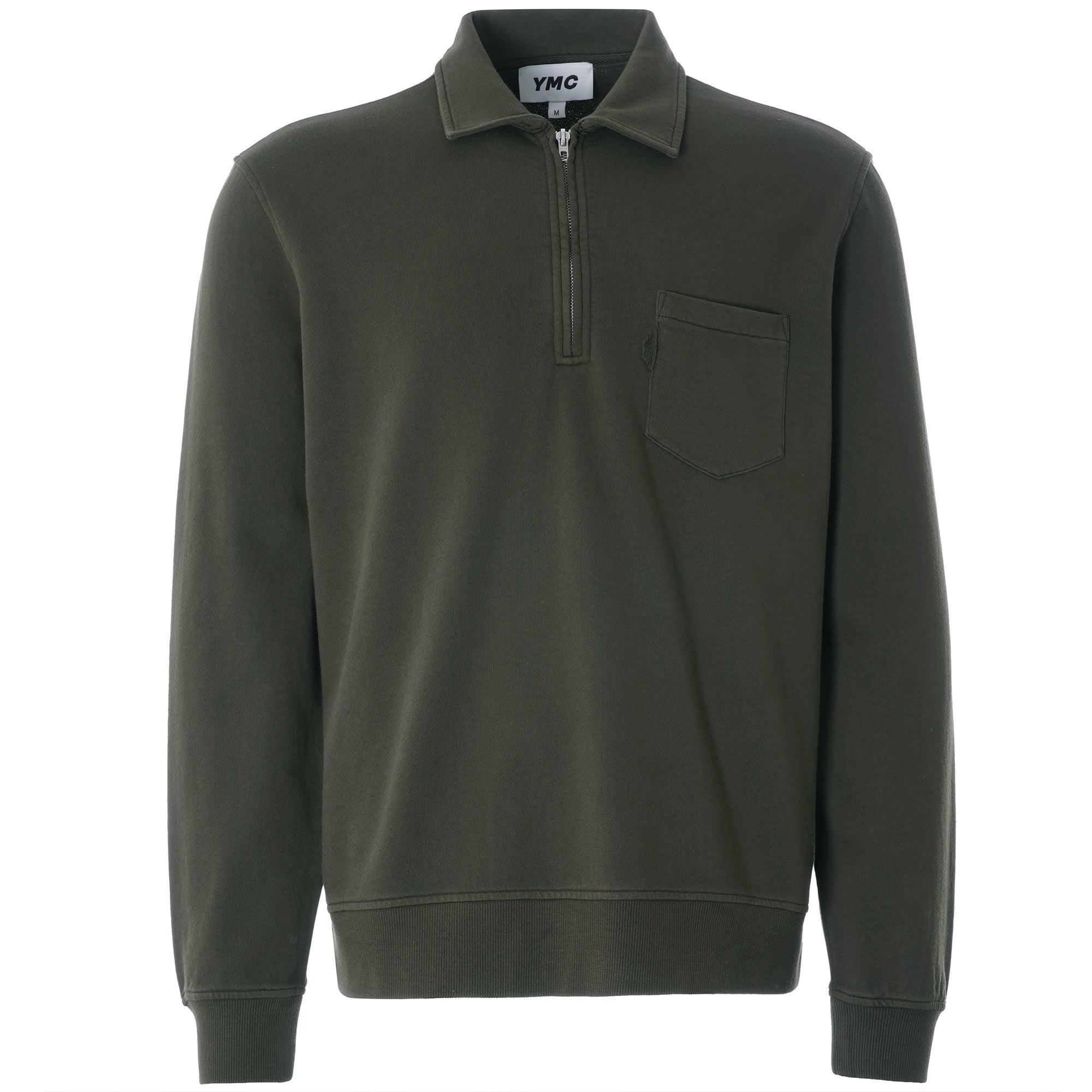 Sugden Cotton Loopback Zip Sweatshirt - Dark Olive