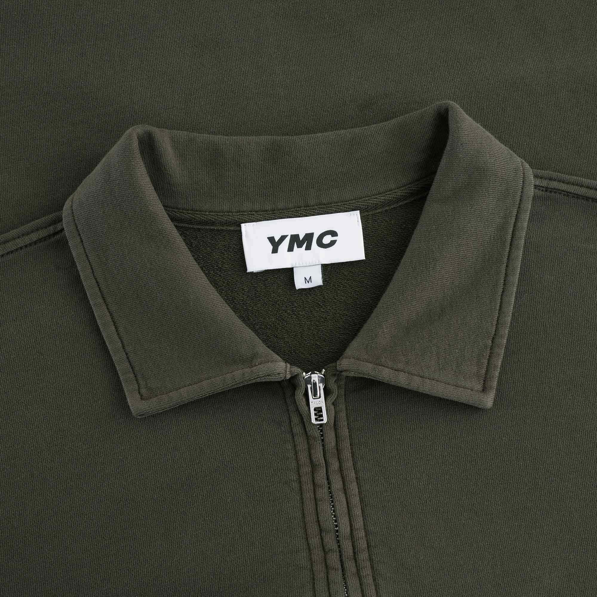 Sugden Cotton Loopback Zip Sweatshirt - Dark Olive