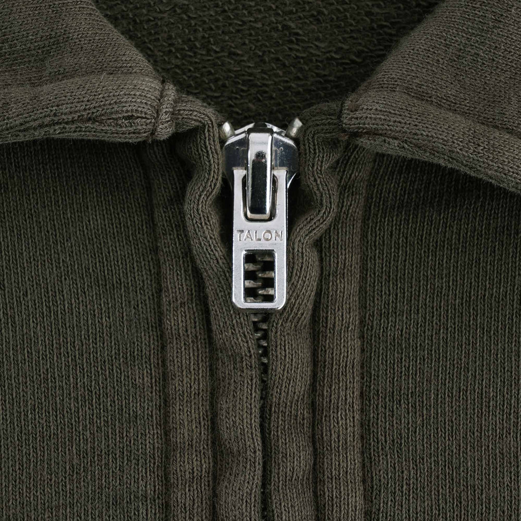 Sugden Cotton Loopback Zip Sweatshirt - Dark Olive