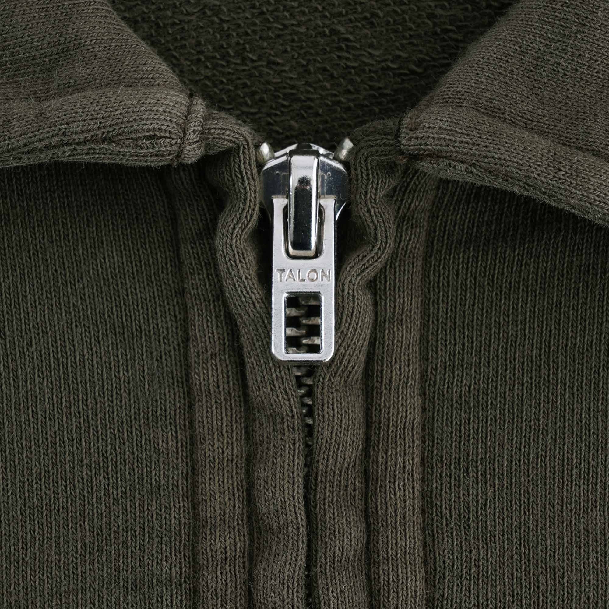 Sugden Cotton Loopback Zip Sweatshirt - Dark Olive
