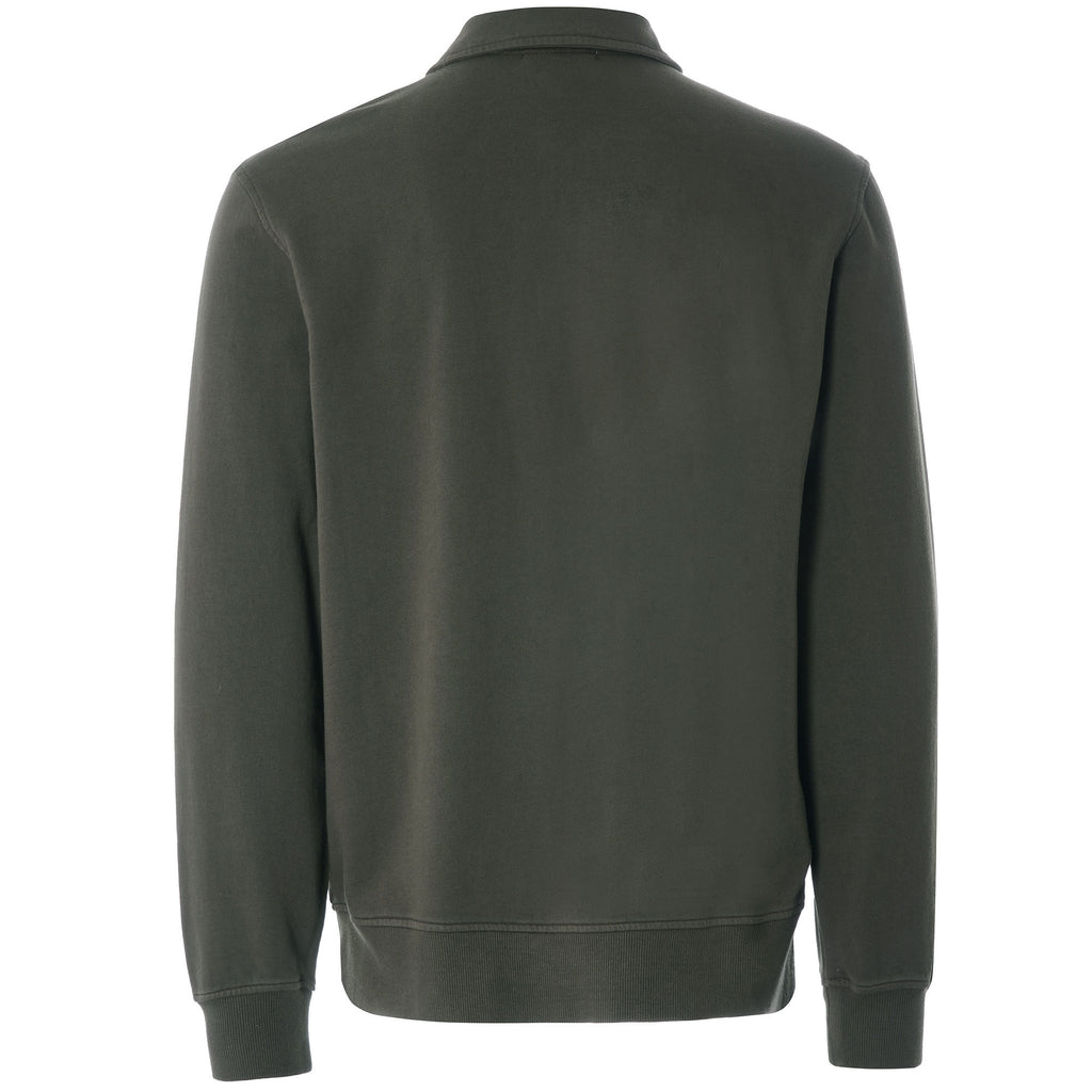 Sugden Cotton Loopback Zip Sweatshirt - Dark Olive