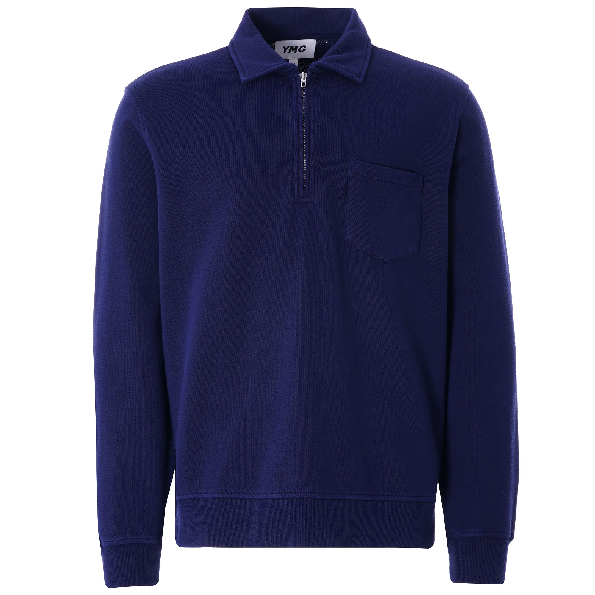Sugden Cotton Loopback Zip Sweatshirt - Navy