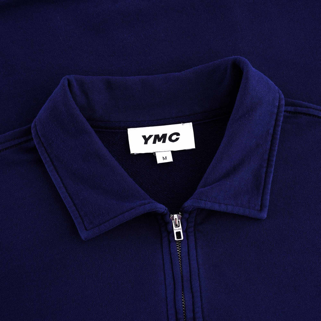 Sugden Cotton Loopback Zip Sweatshirt - Navy