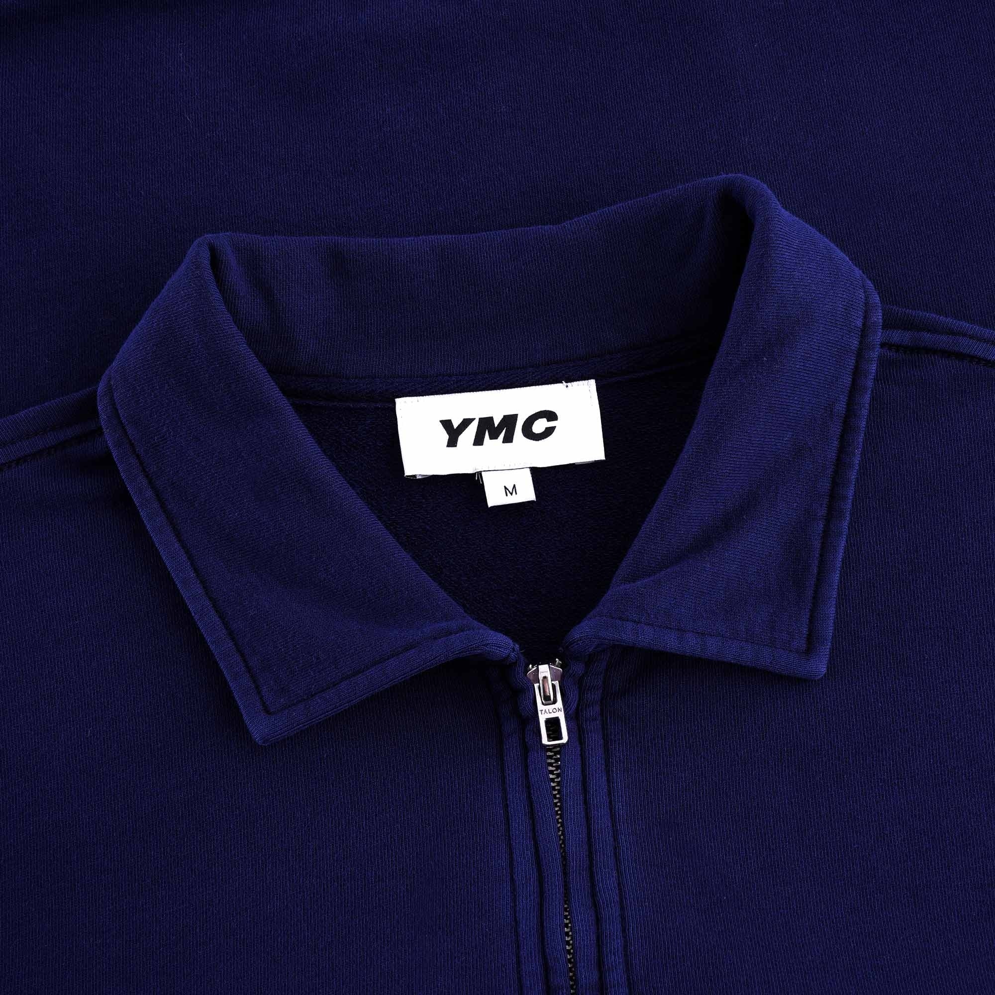 Sugden Cotton Loopback Zip Sweatshirt - Navy