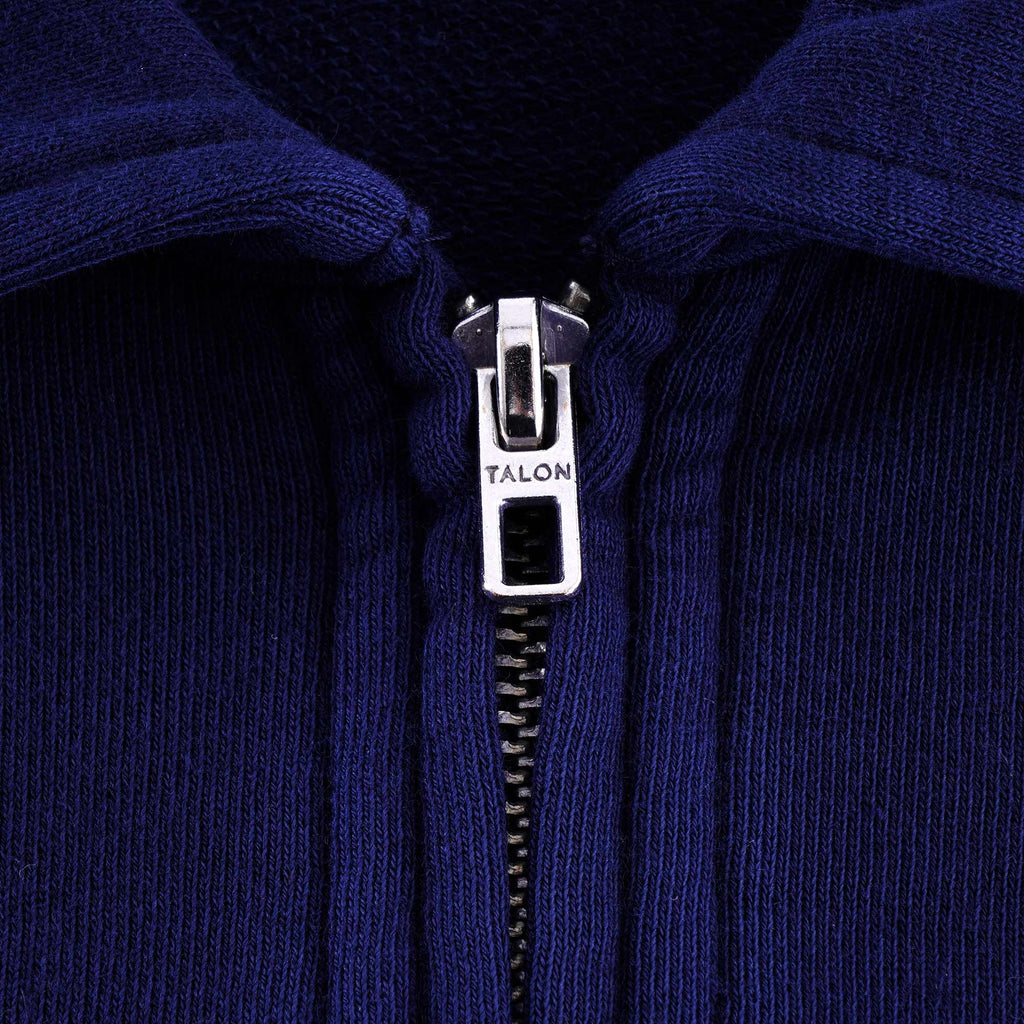 Sugden Cotton Loopback Zip Sweatshirt - Navy