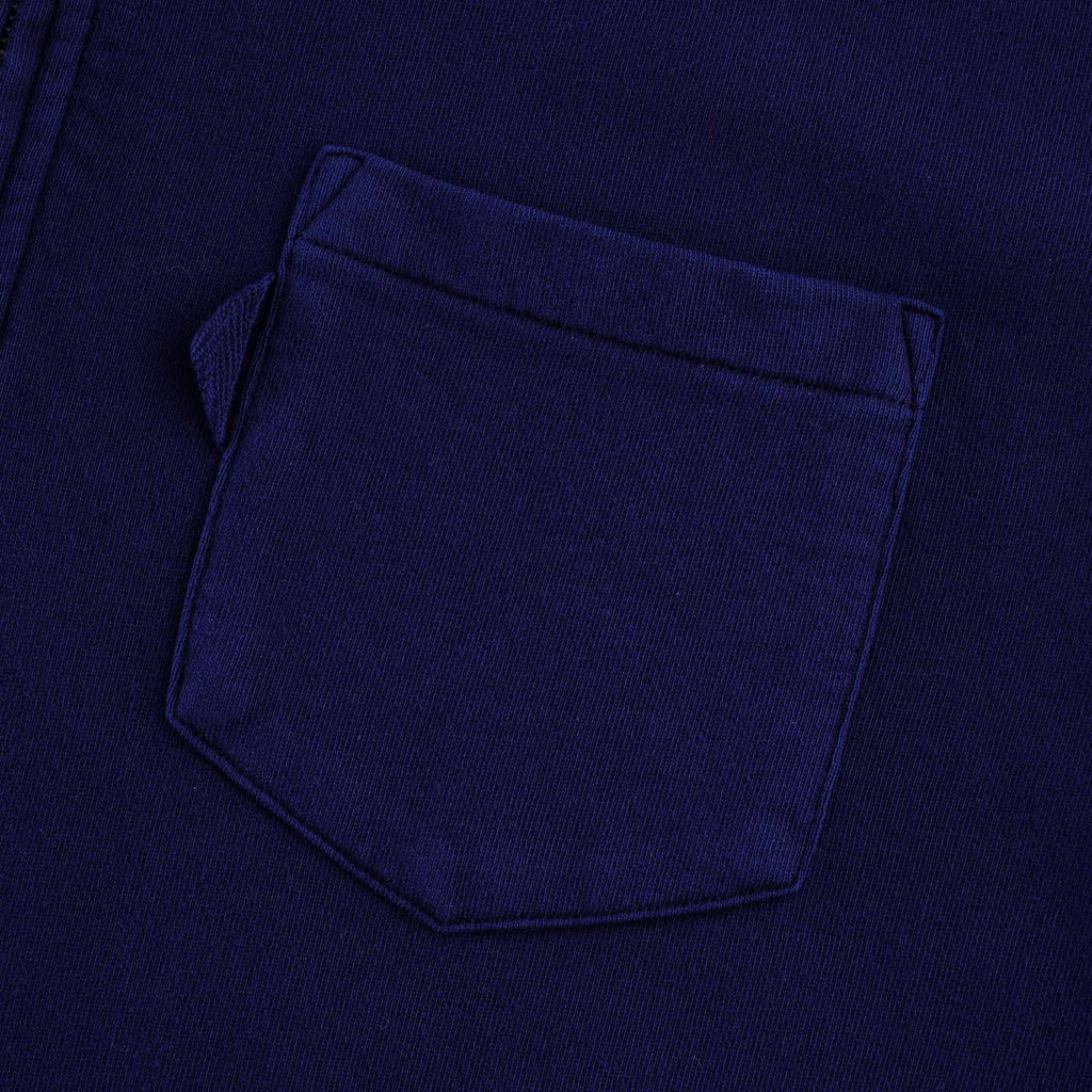 Sugden Cotton Loopback Zip Sweatshirt - Navy