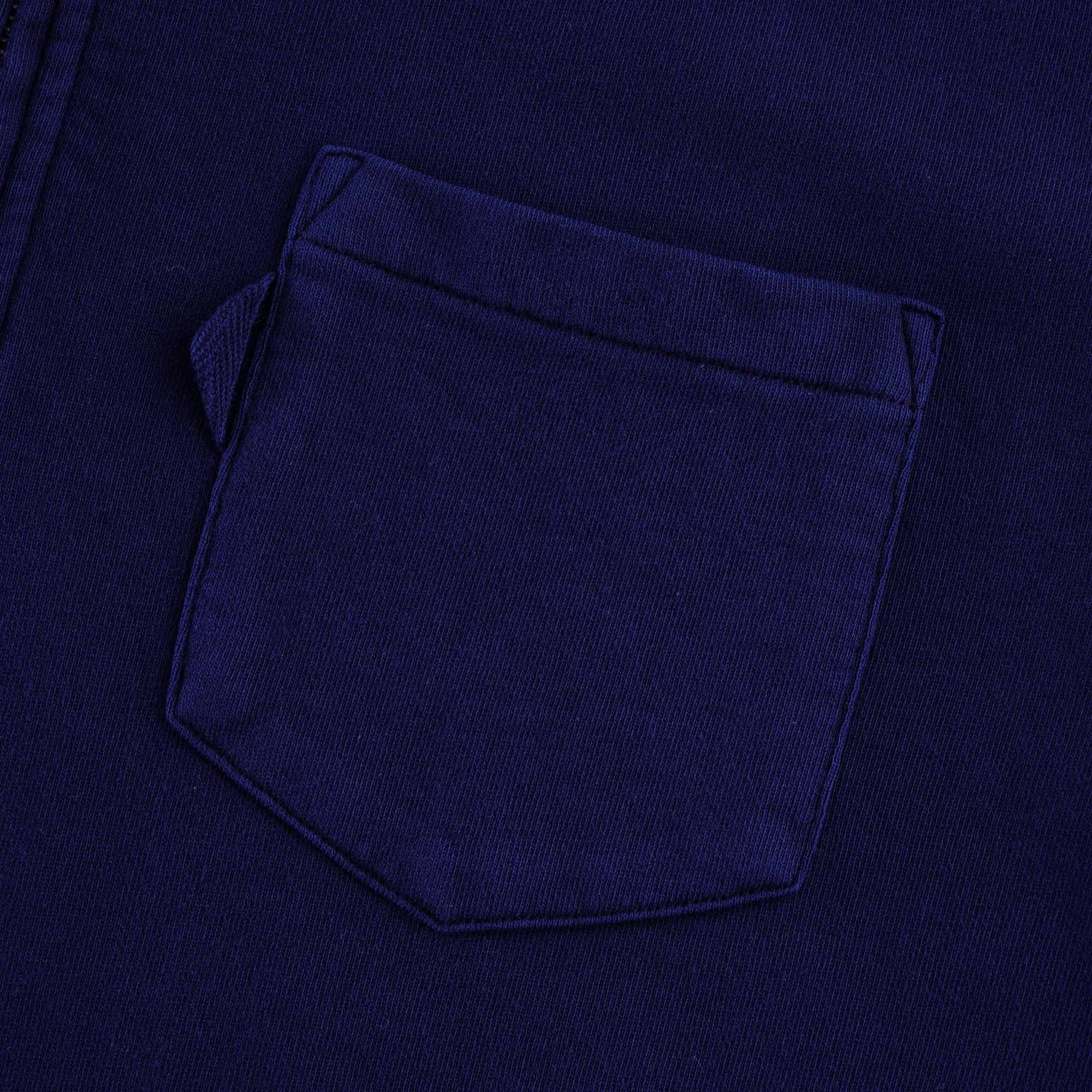 Sugden Cotton Loopback Zip Sweatshirt - Navy