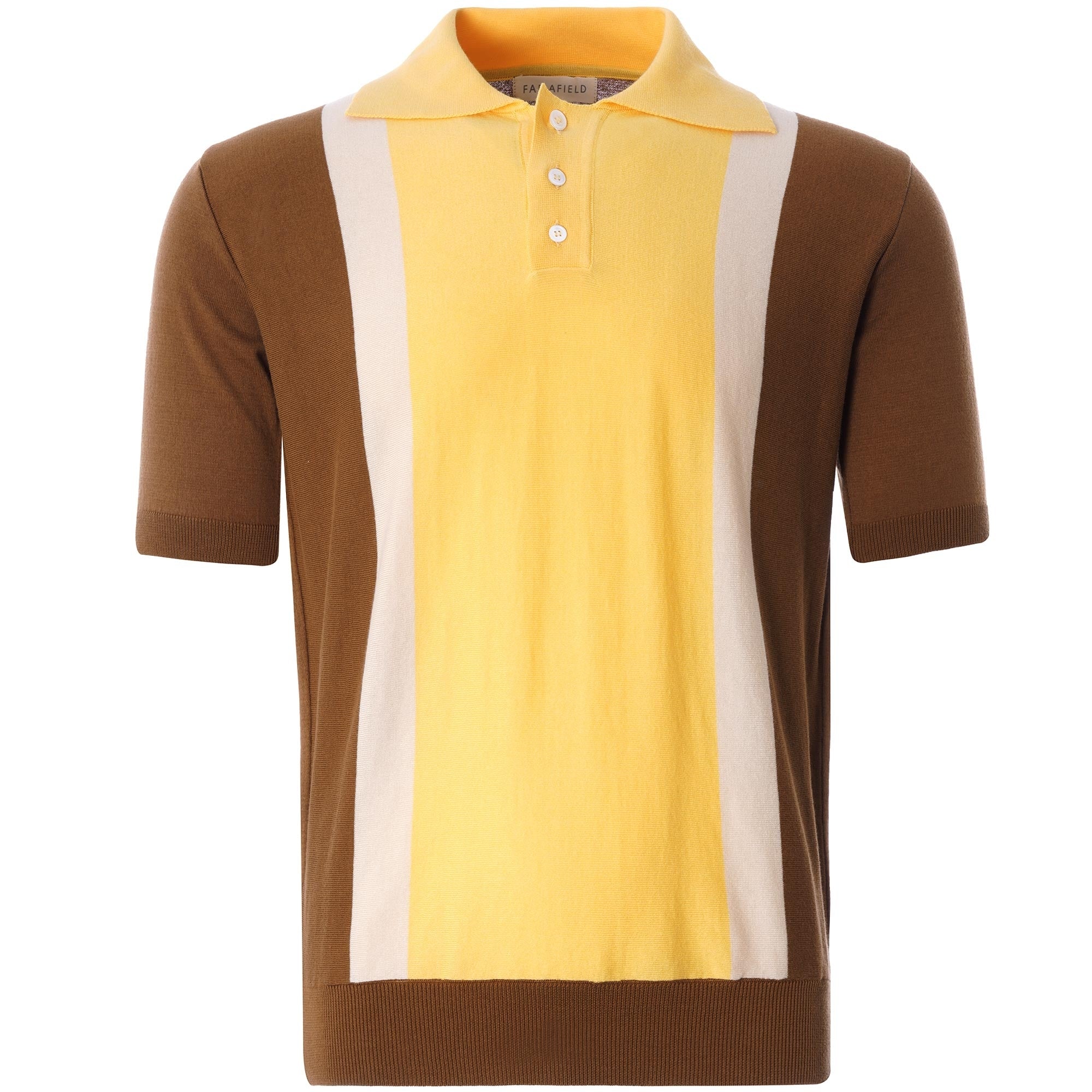 Cole Trio Short Sleeve Polo - Brown/Cornsilk Yellow