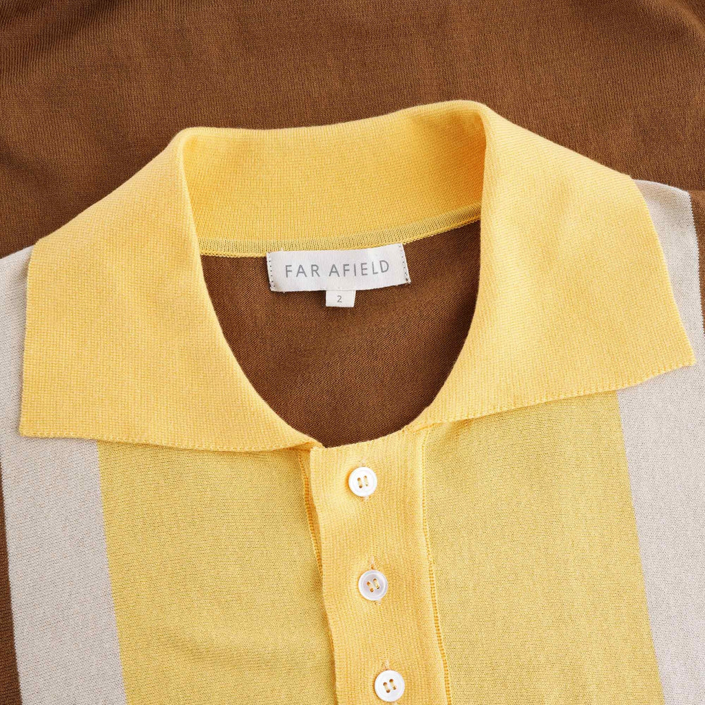 Cole Trio Short Sleeve Polo - Brown/Cornsilk Yellow