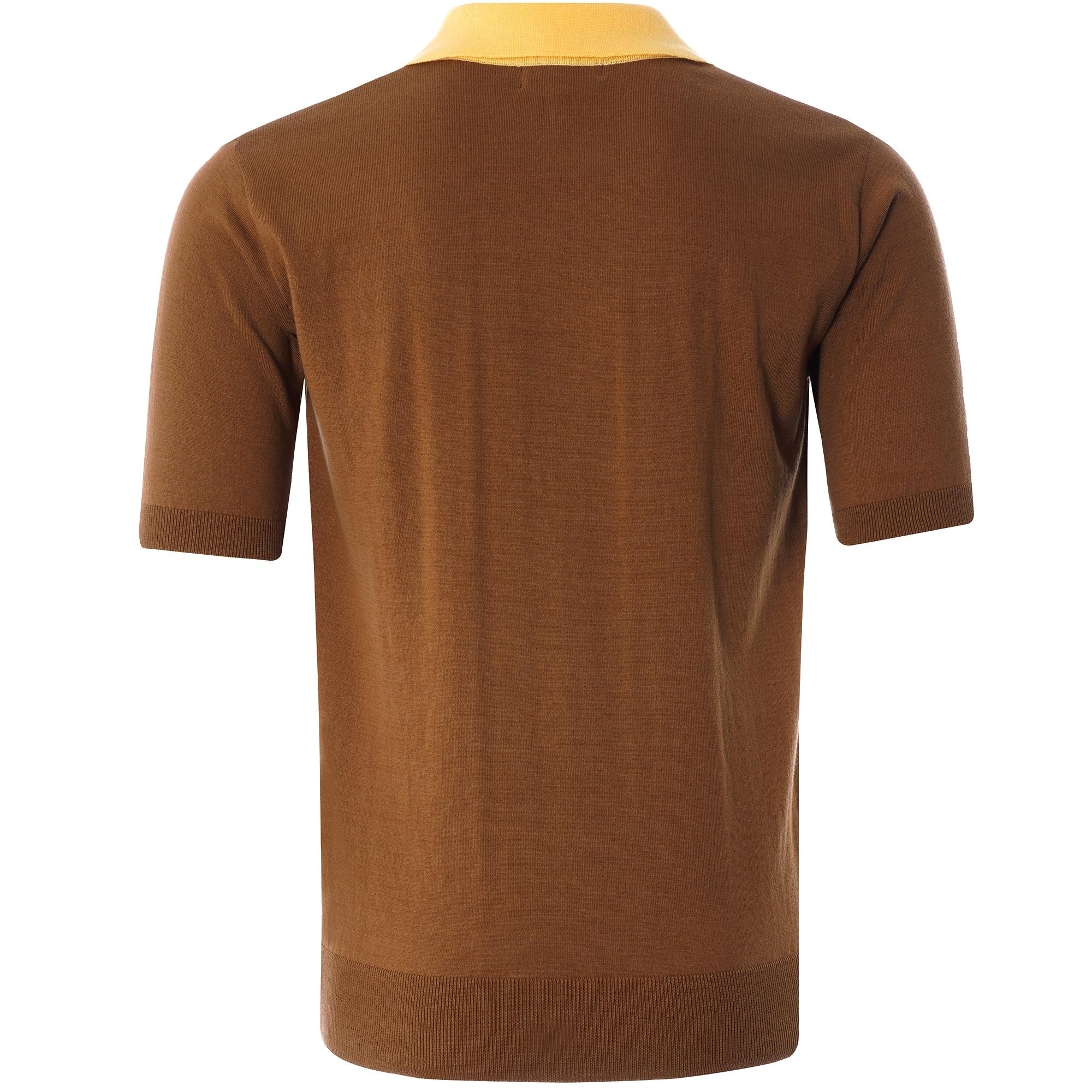 Cole Trio Short Sleeve Polo - Brown/Cornsilk Yellow