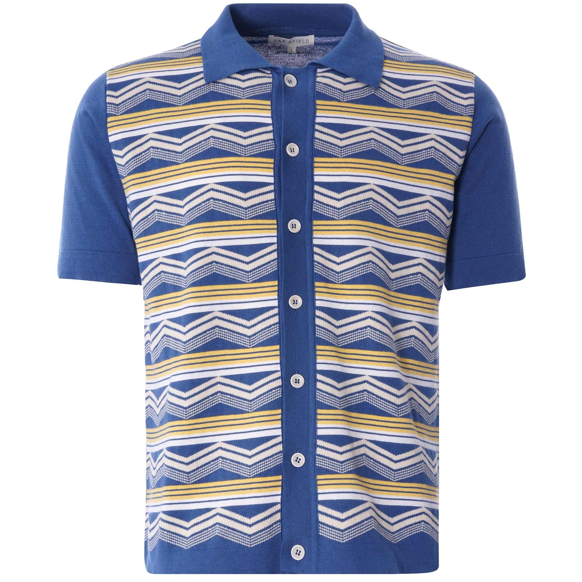 Zigger Short Sleeve Cardigan - Blue Multi