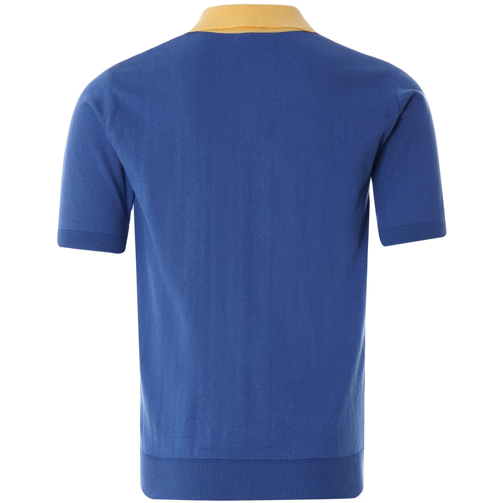 Cole Trio Short Sleeve Polo - Ensign Blue/Cornsilk Yellow
