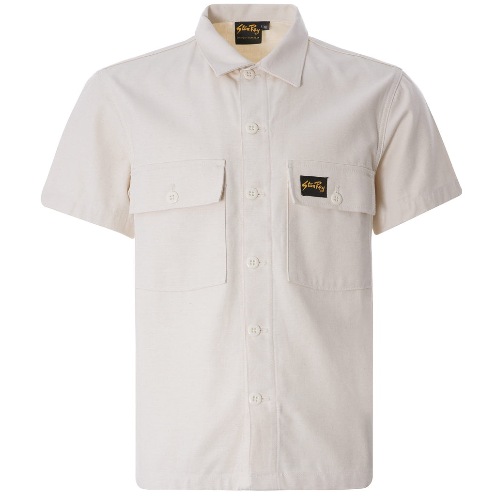 Short Sleeve CPO Shirt Cotton Sateen - Natural