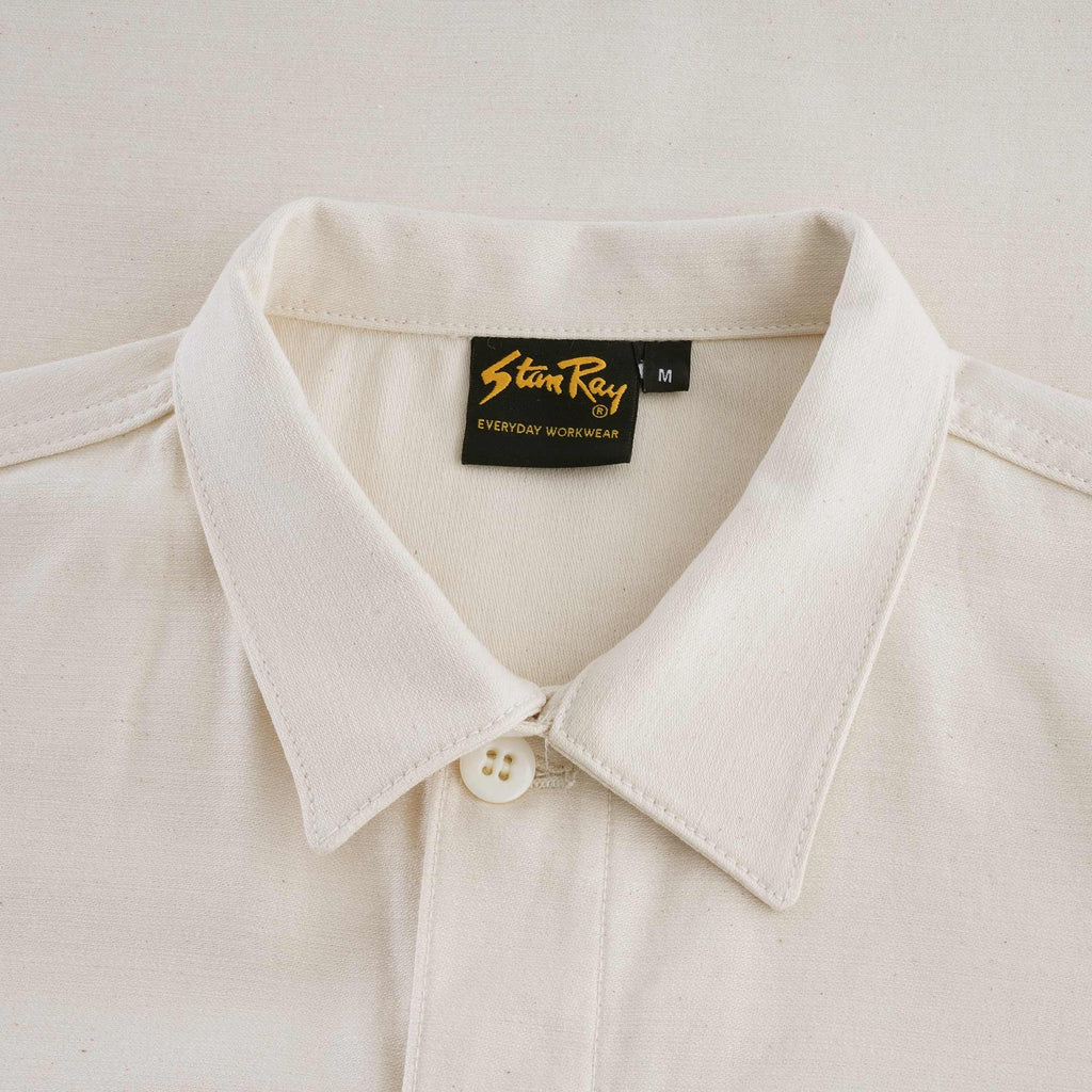 Short Sleeve CPO Shirt Cotton Sateen - Natural