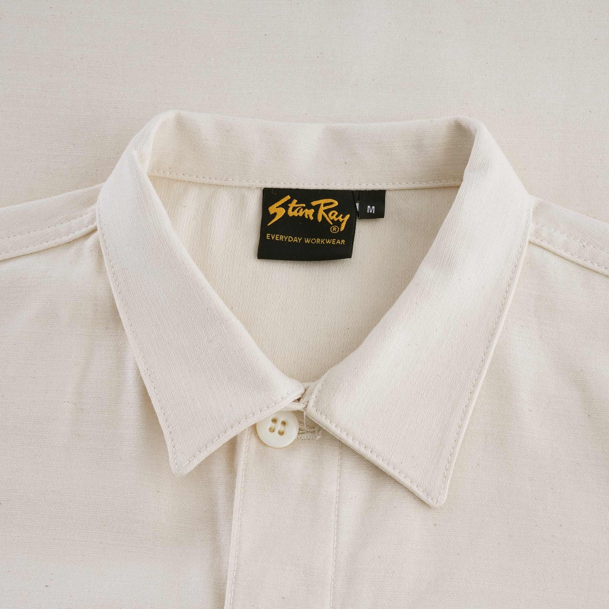 Short Sleeve CPO Shirt Cotton Sateen - Natural