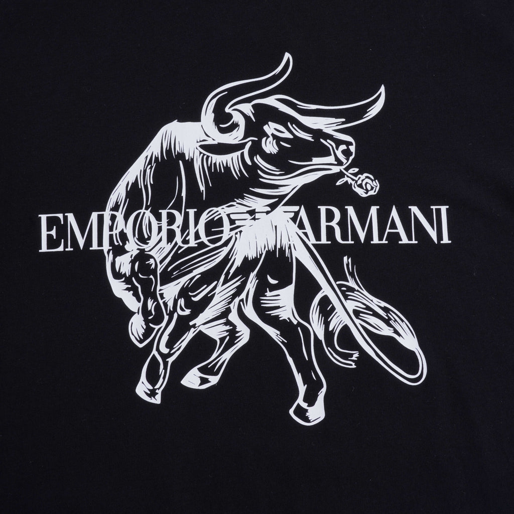 Bull Print Tattoo Style Jersey T Shirt - Nero/Toro