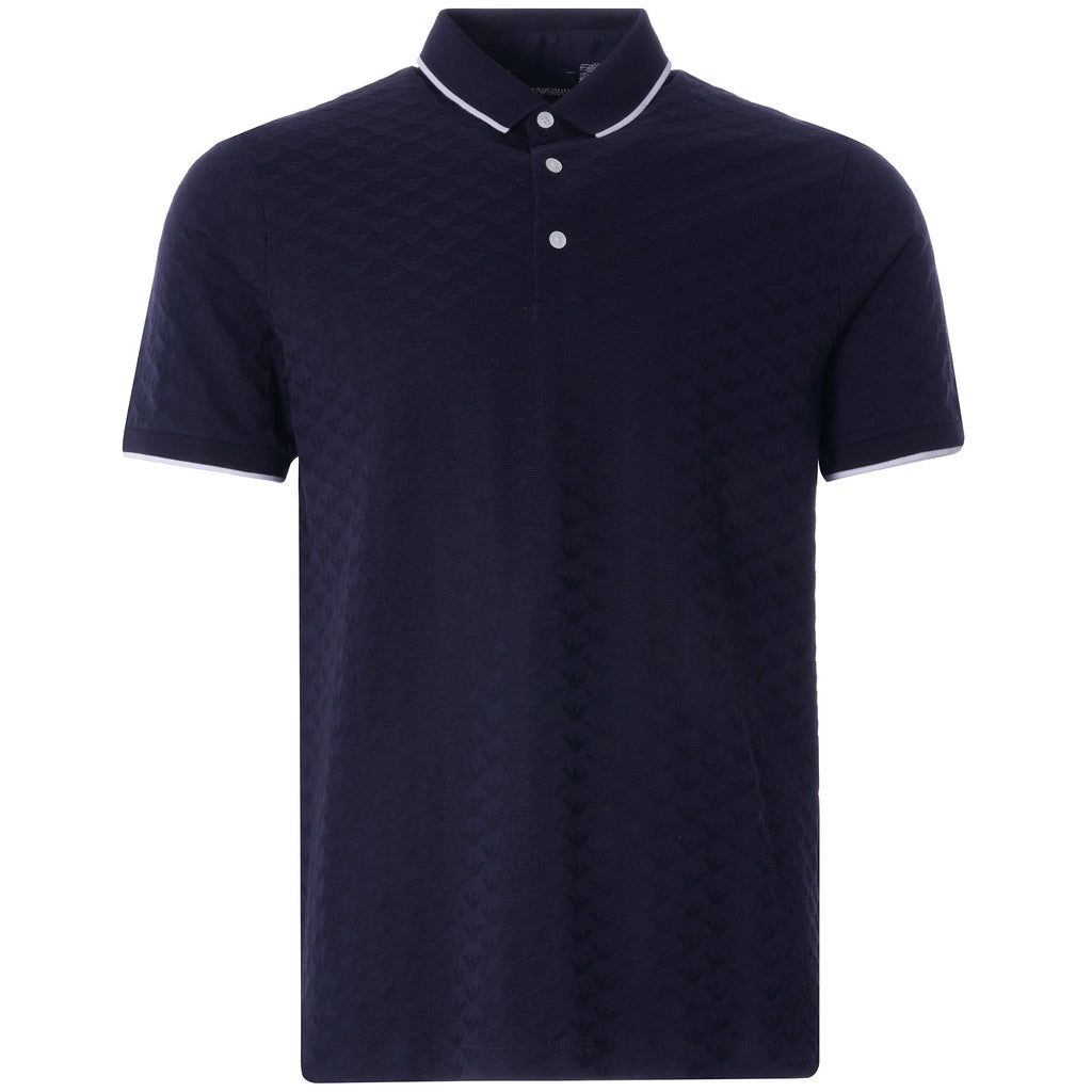 All Over logo Tipped Polo - Blu Navy