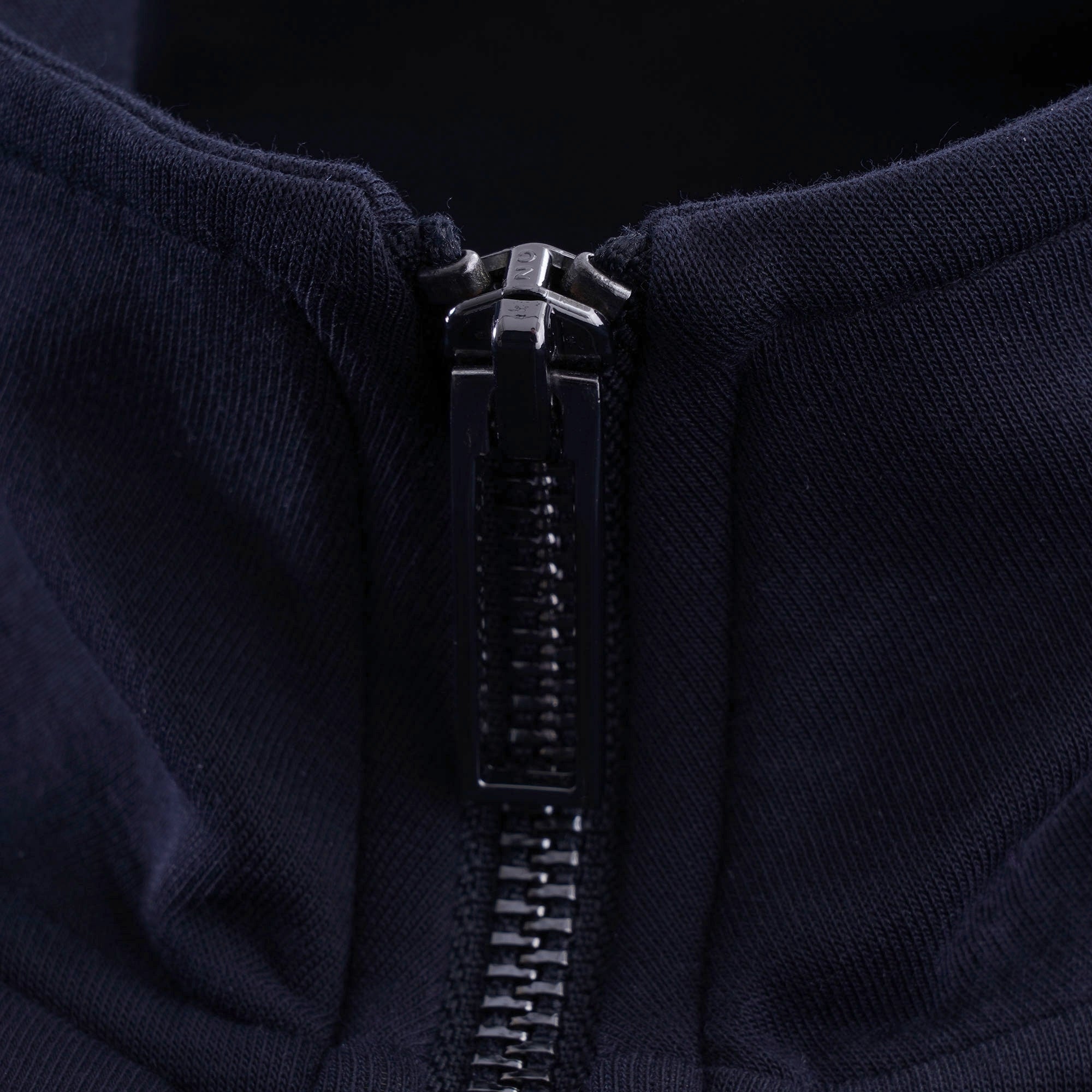 Full-Zip Double Jersey Sweatshirt Logo Sleeve Embroidery - Blu Navy