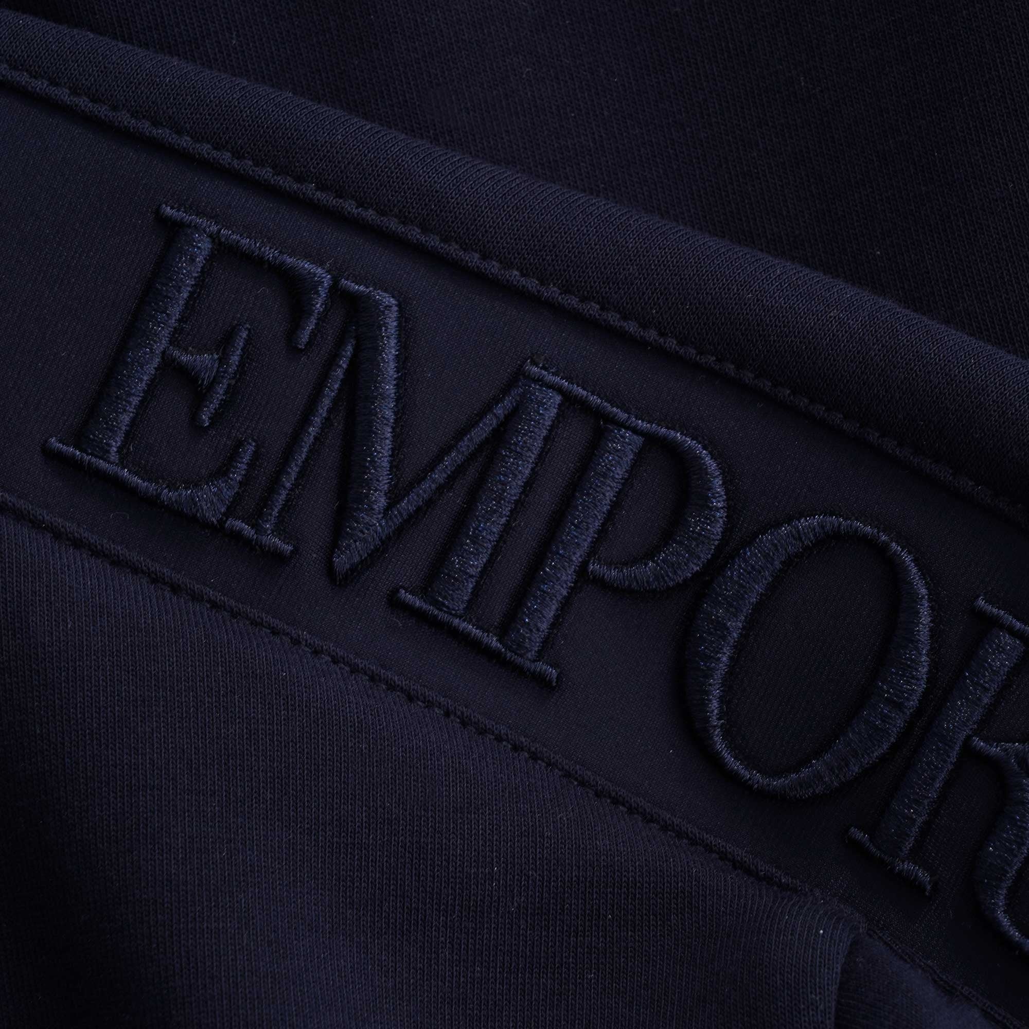 Full-Zip Double Jersey Sweatshirt Logo Sleeve Embroidery - Blu Navy