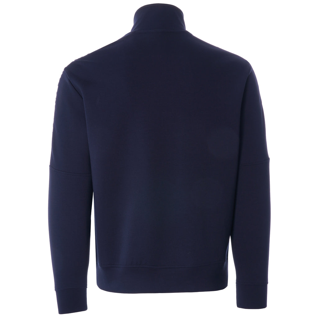 Full-Zip Double Jersey Sweatshirt Logo Sleeve Embroidery - Blu Navy