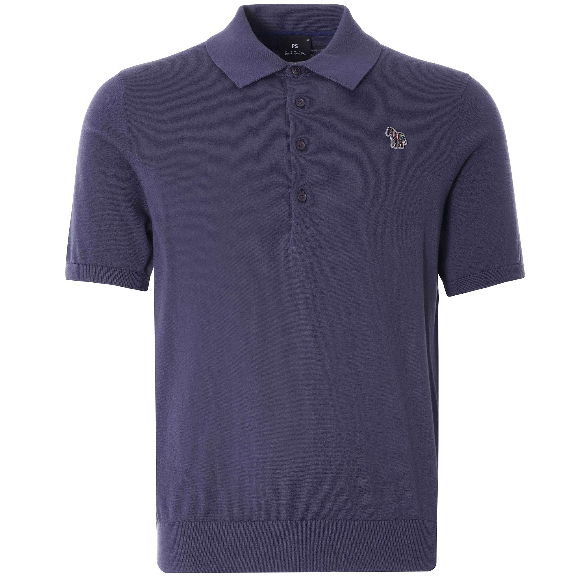 Zebra Logo Knitted Polo Shirt - Blue
