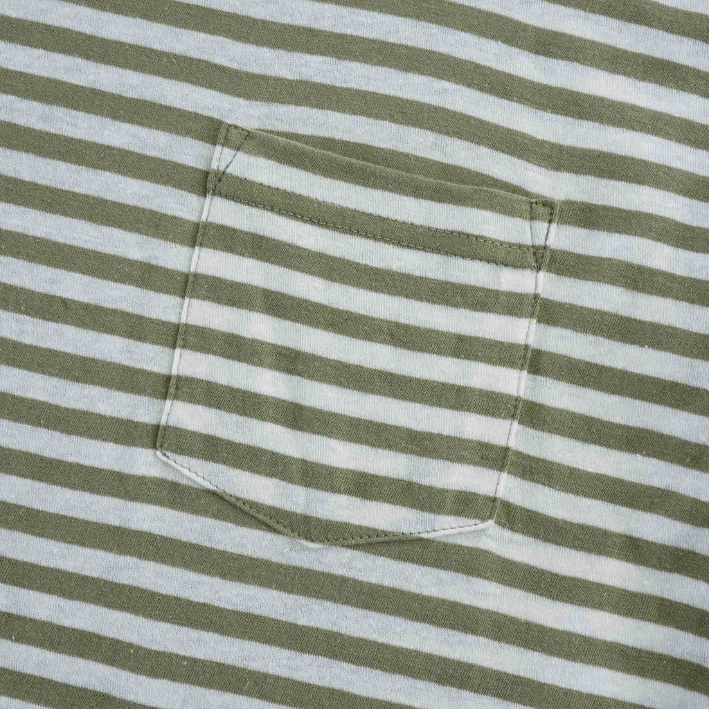 Striped Heritage Pocket T-Shirt - Khaki/Natural