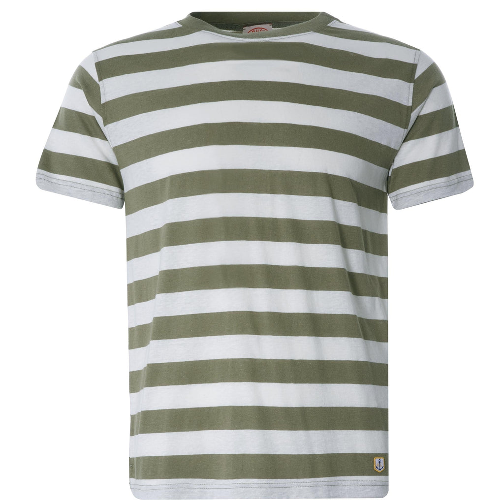 Wide Stripe Heritage T-Shirt - Khaki/Natural