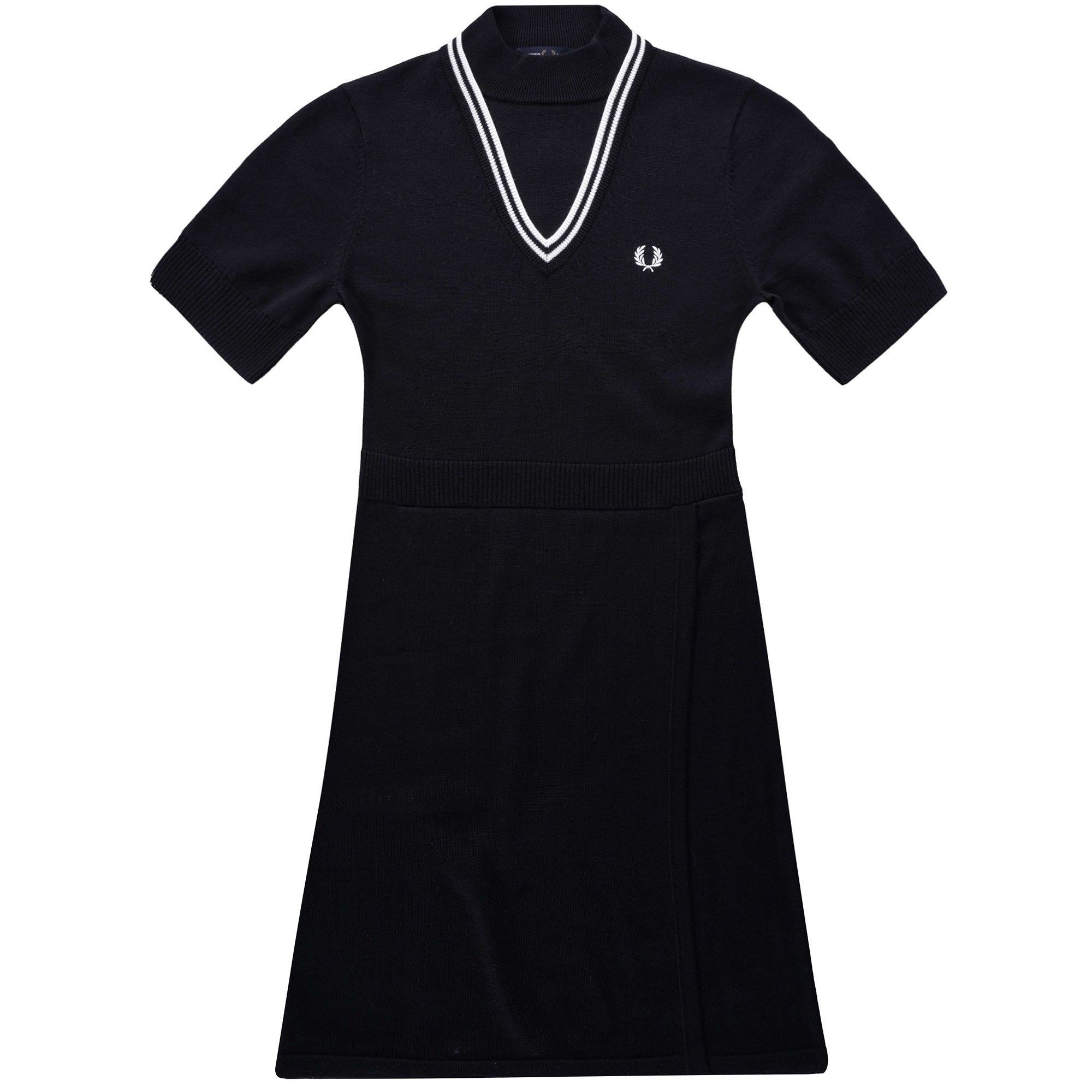 V-Insert Knitted Dress - Black